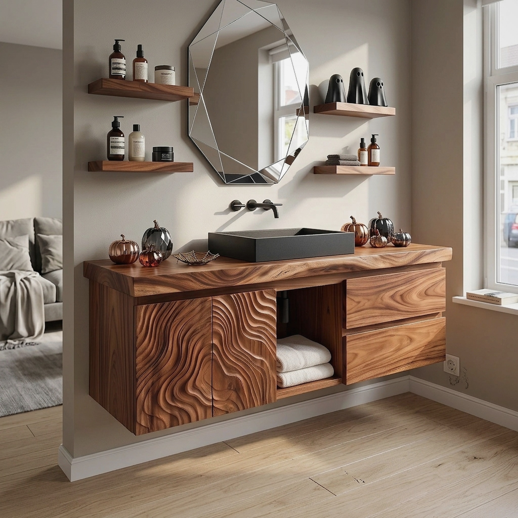 Contemporary Halloween Floating Bathroom Vanity Urban Loft