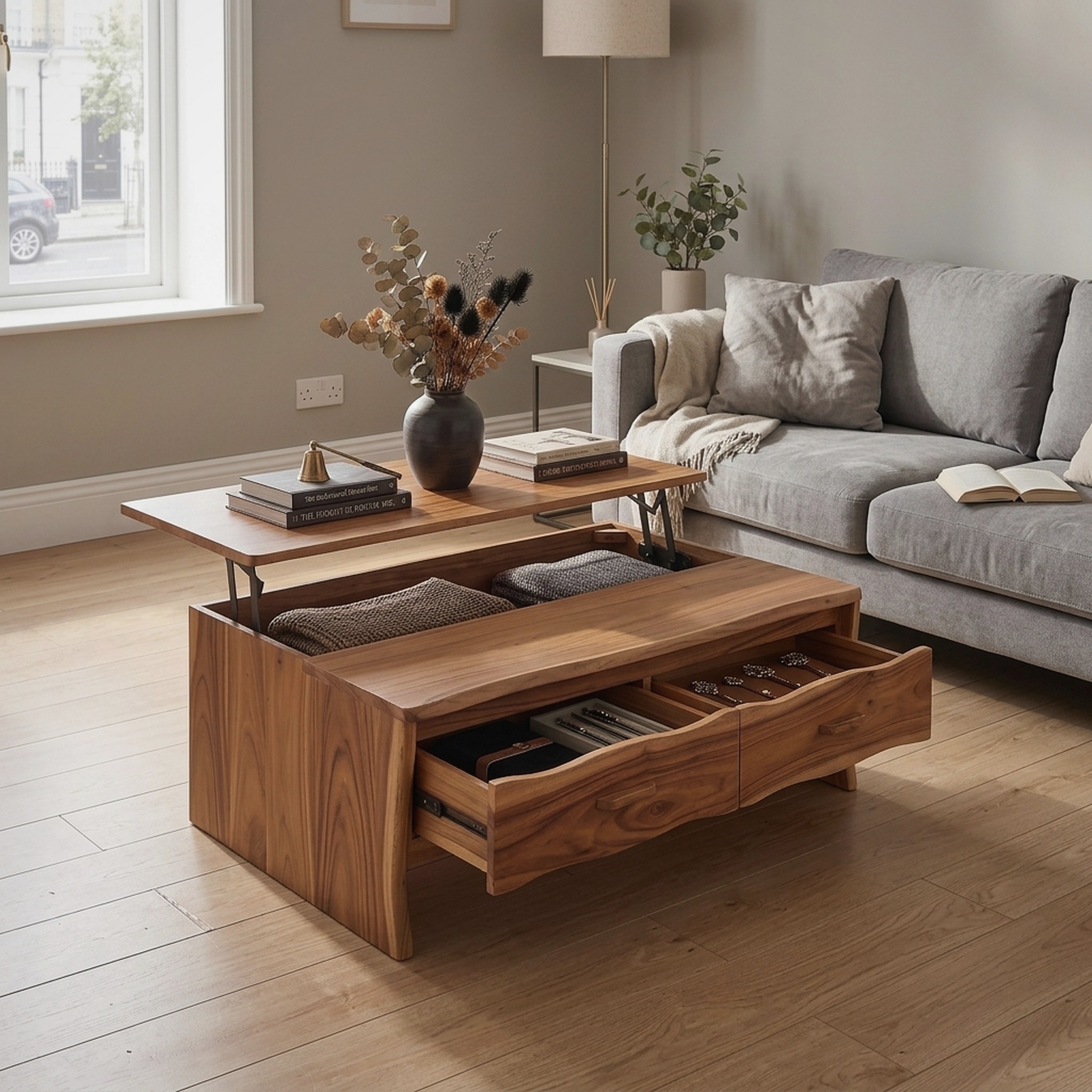 Contemporary Halloween Lift Top Coffee Table City Apartment