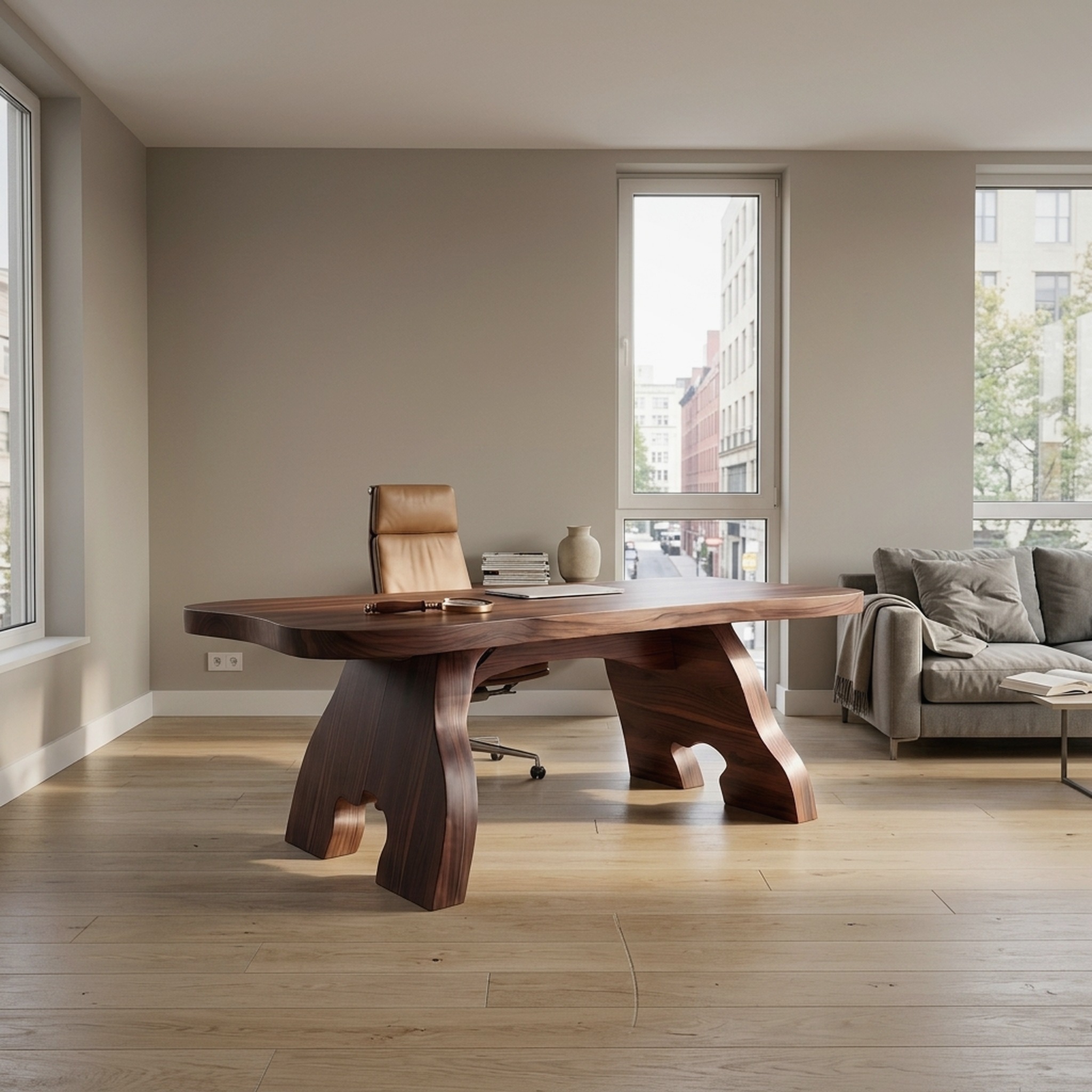Contemporary Halloween Office Desk with Natural Edge Top for Home Office