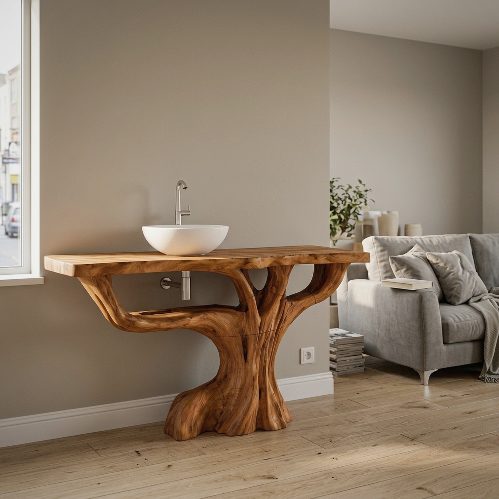 Contemporary Halloween Single Bathroom Vanity with Branch Inspired Base for Bathroom