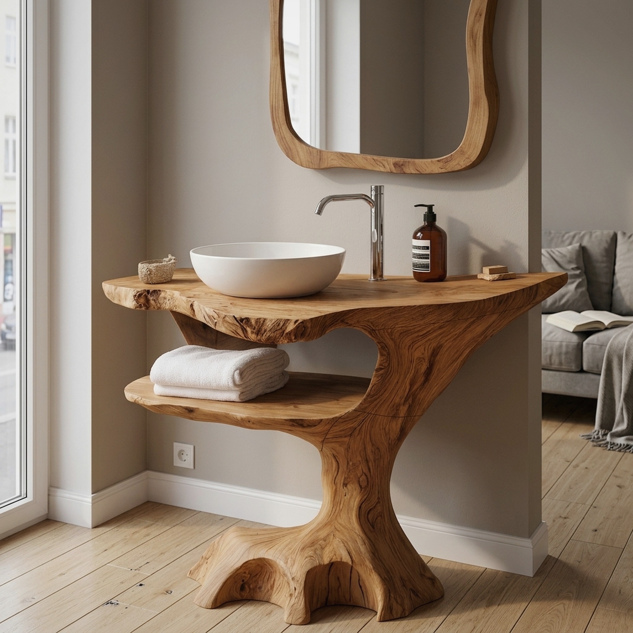 Contemporary Halloween Single Bathroom Vanity with Sculptural Branch Support for Bathroom