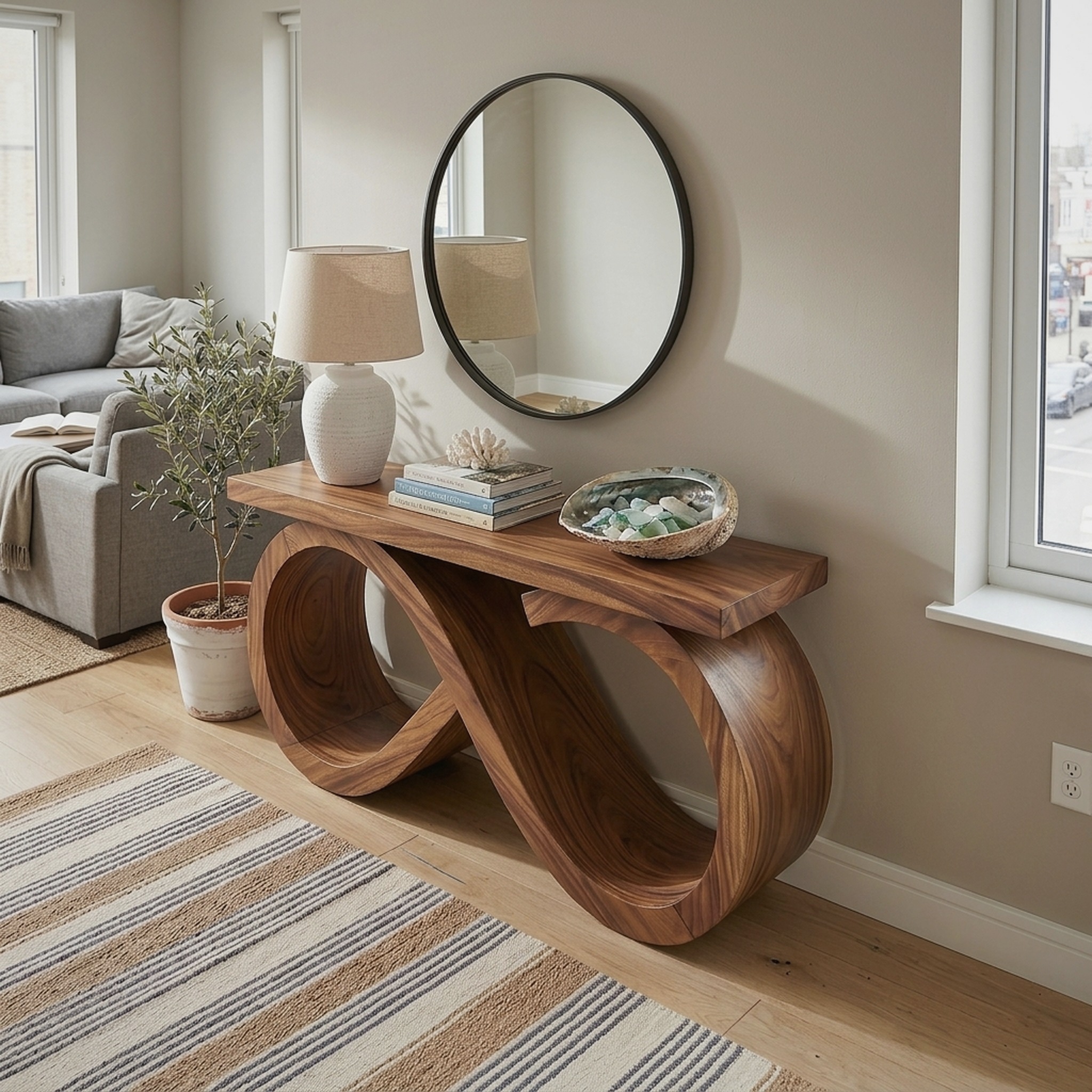 Contemporary Infinity Loop Console Table Modern Hallway