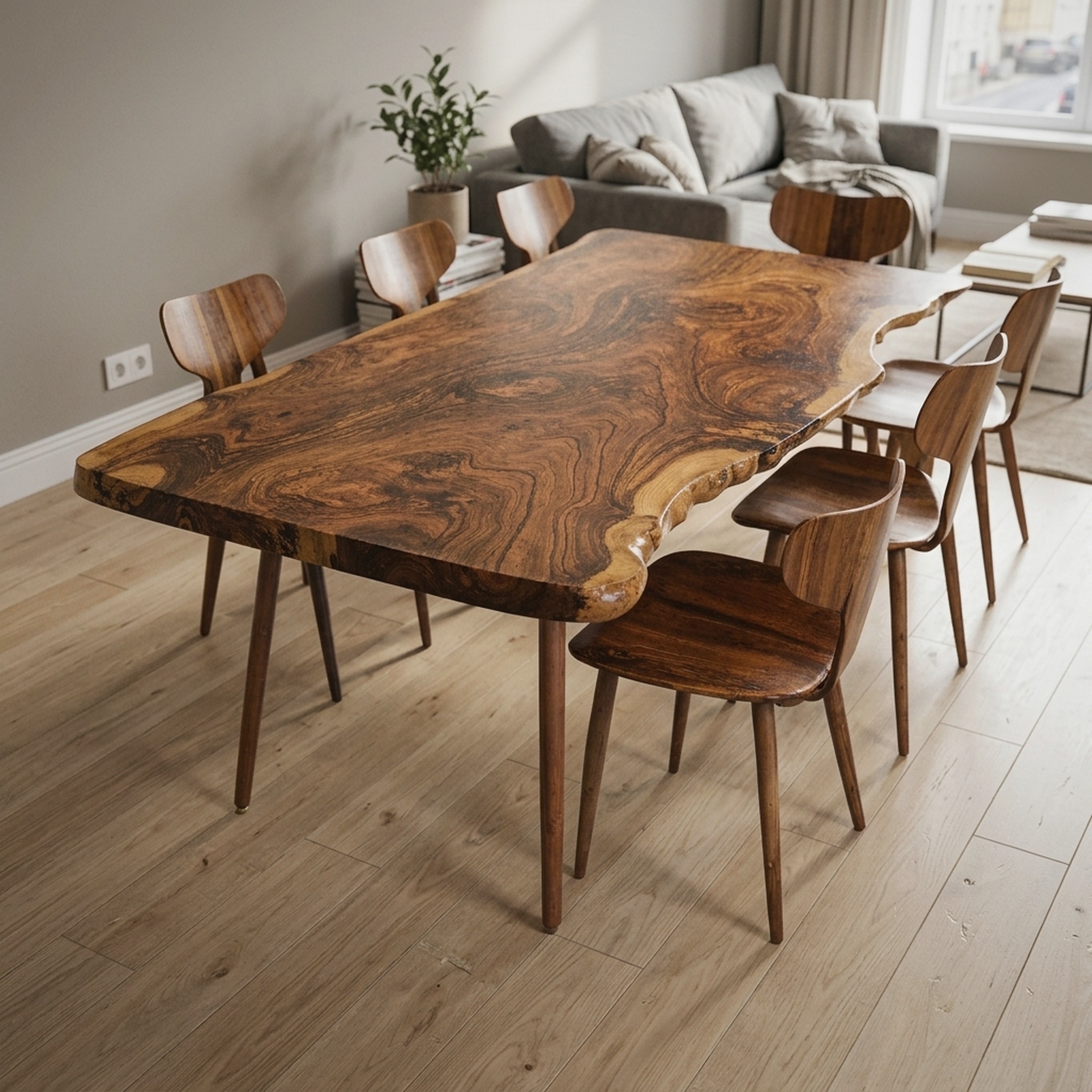 Contemporary Large Wooden Dining Table for Open Dining Area