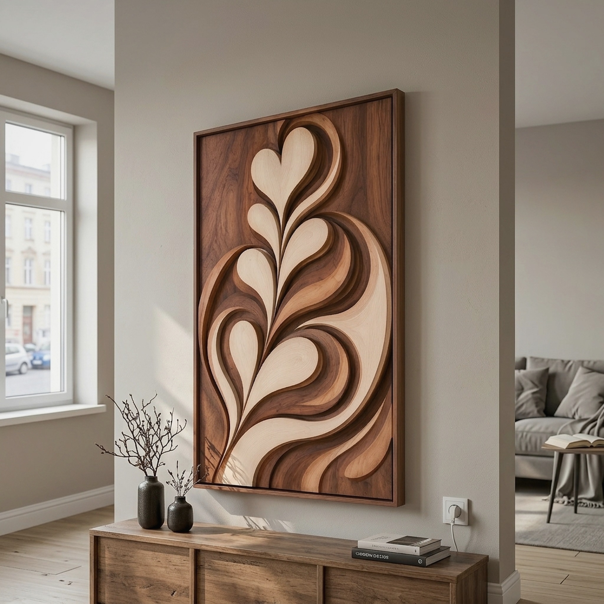 Contemporary Latte Leaf Wall Art for Living Room