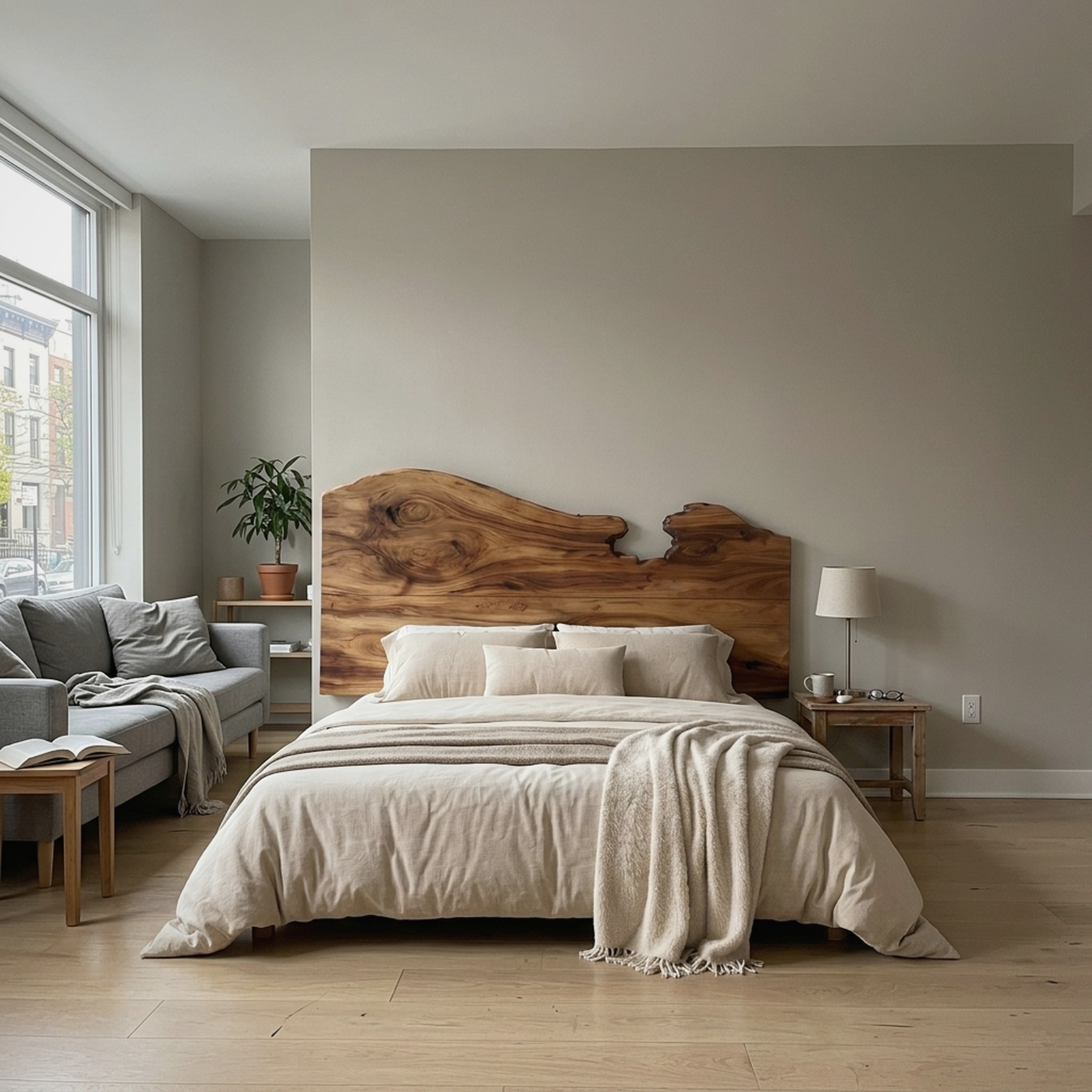 Contemporary Live Edge Headboard Wooden Bed Headboard for Bedroom