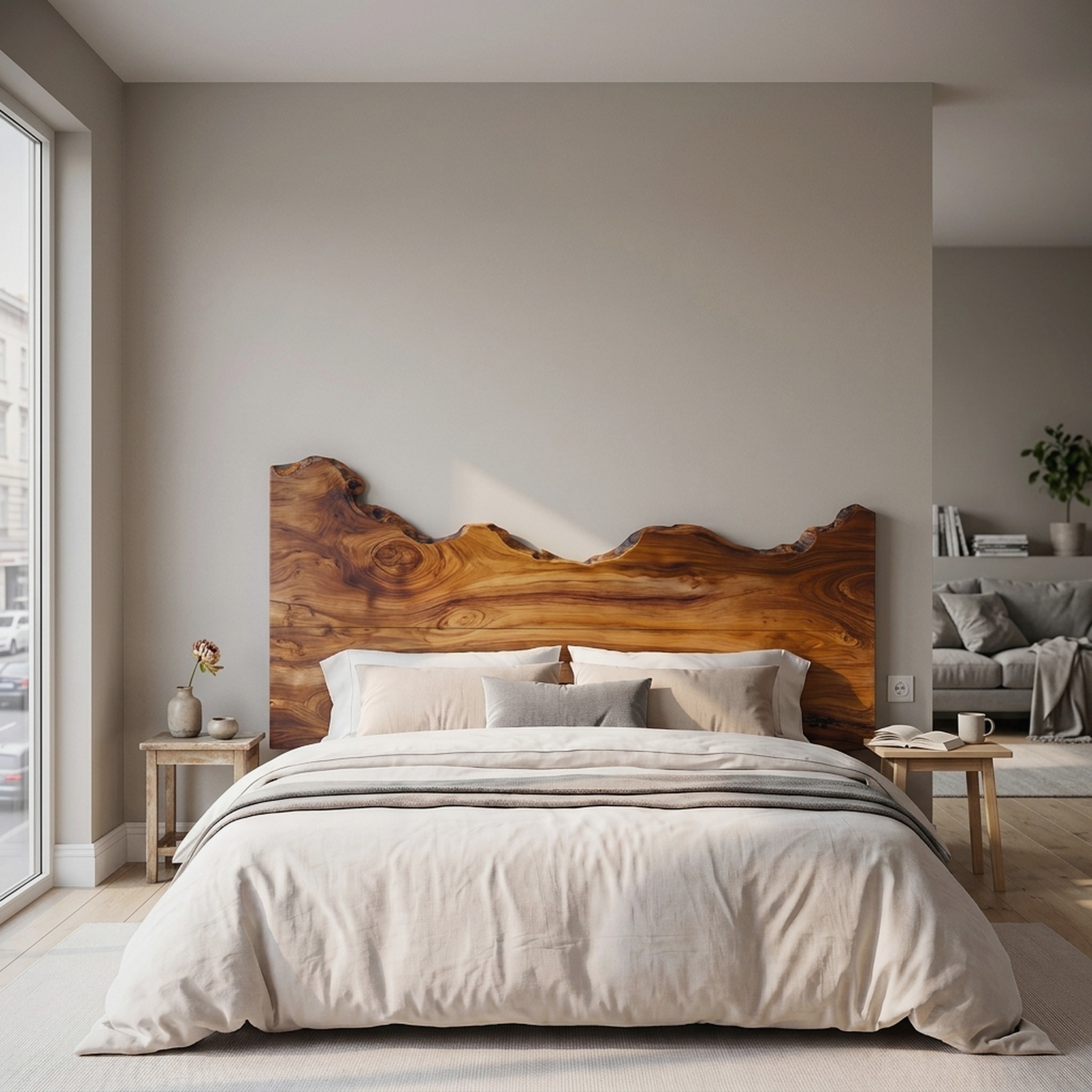 Contemporary Live Edge Wood Headboard for Bedroom