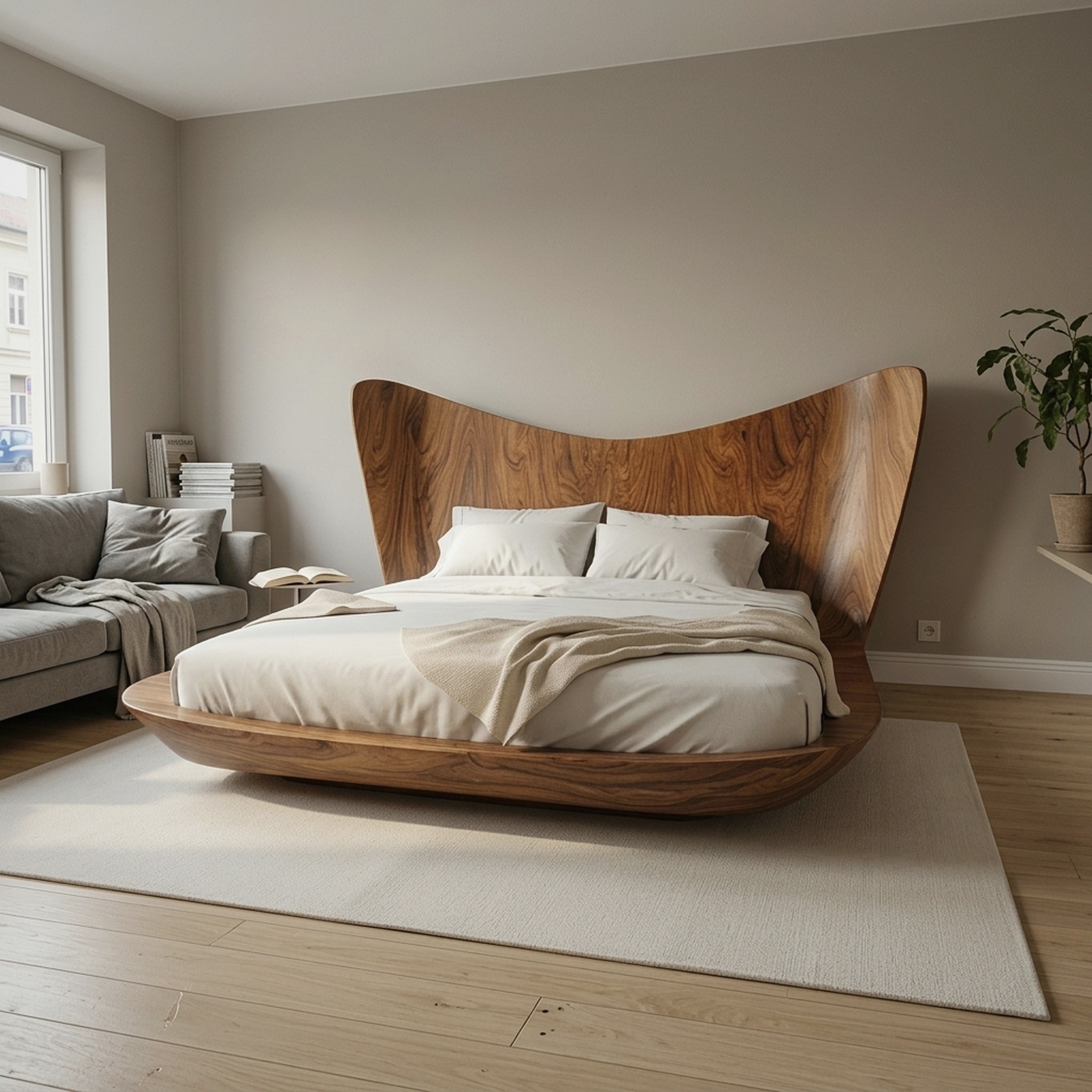 Contemporary Minimalist Bed Frame Bedroom Interior