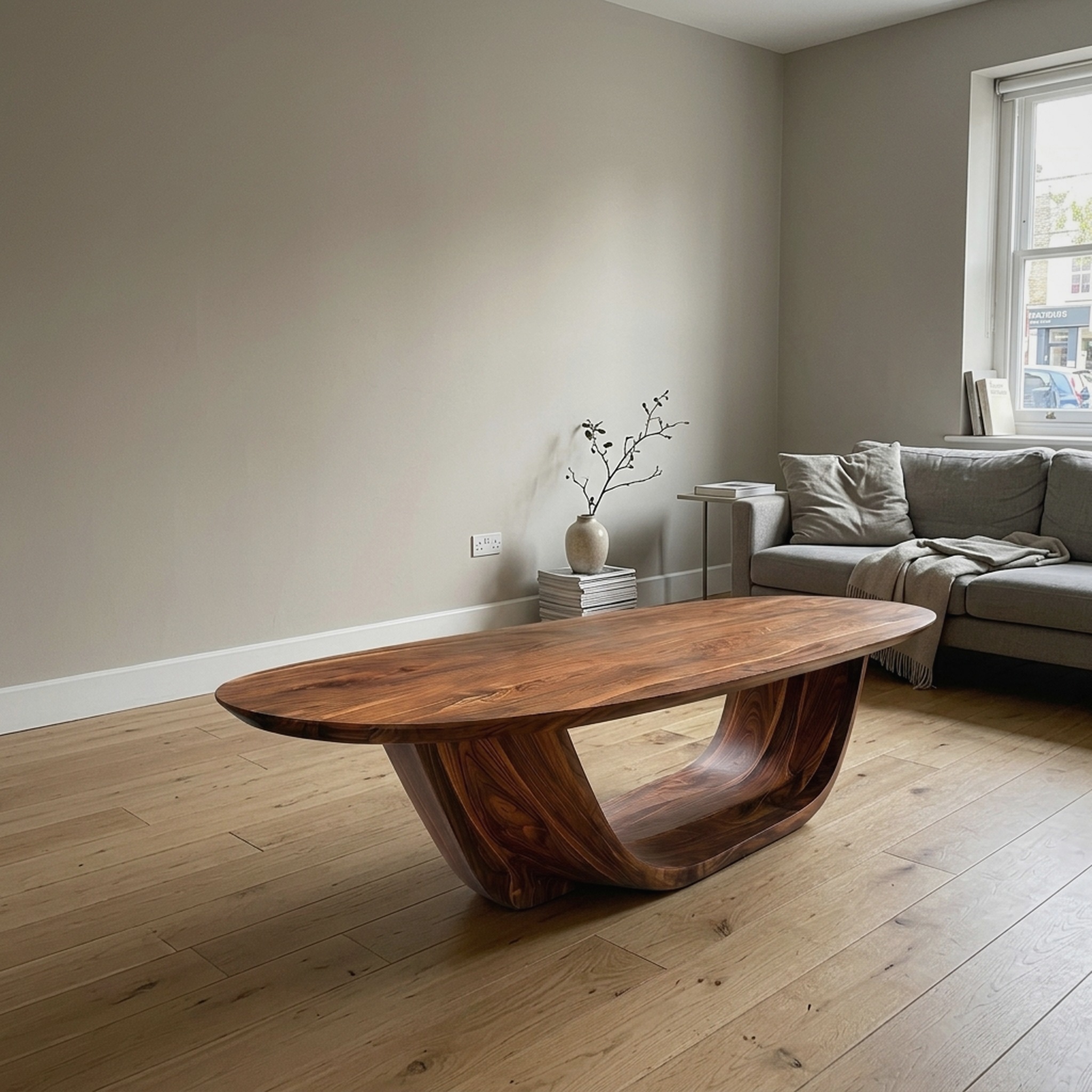 Contemporary Open Base Oval Dining Table for Dining Room