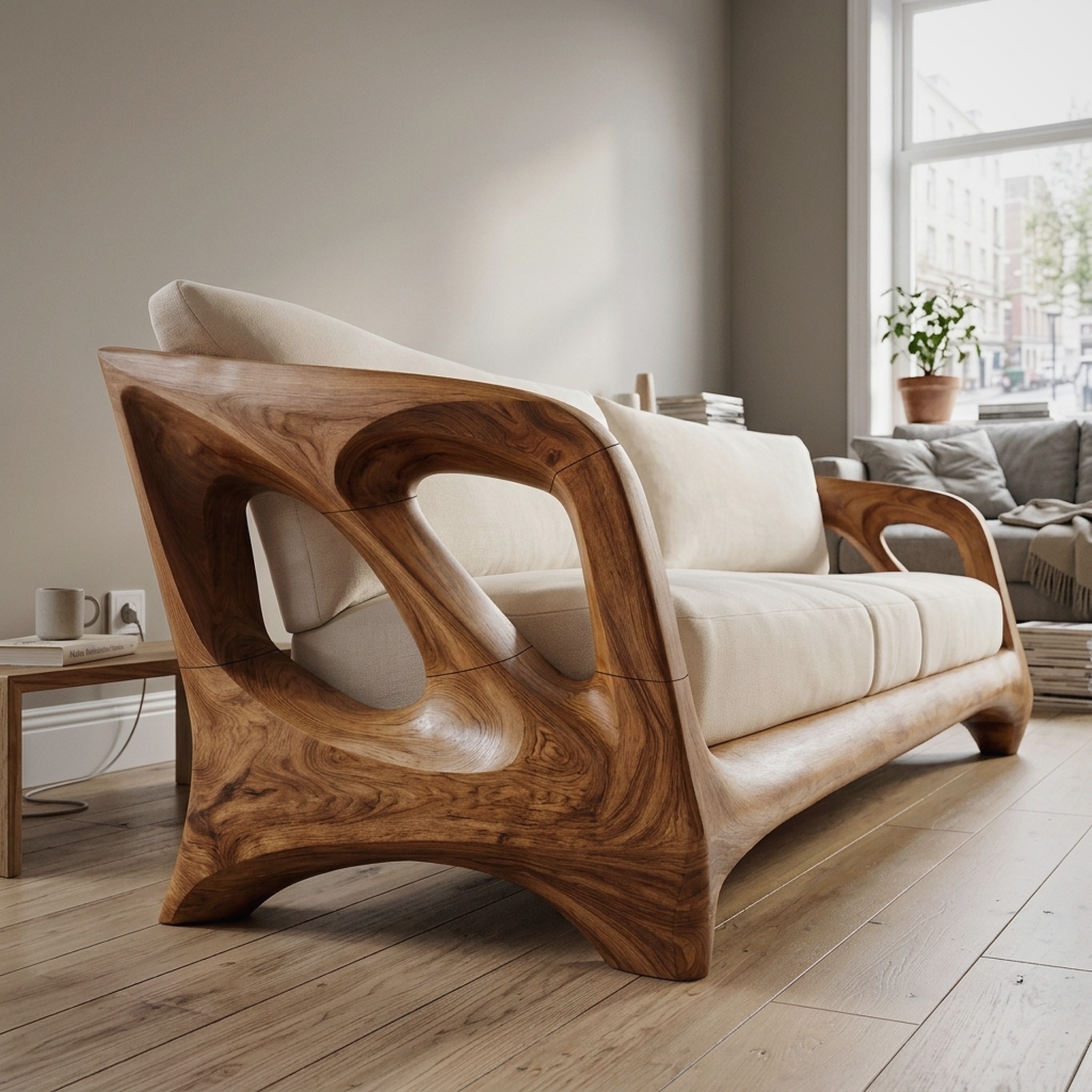 Contemporary Open Frame Sofa for Living Room and Lounge Area
