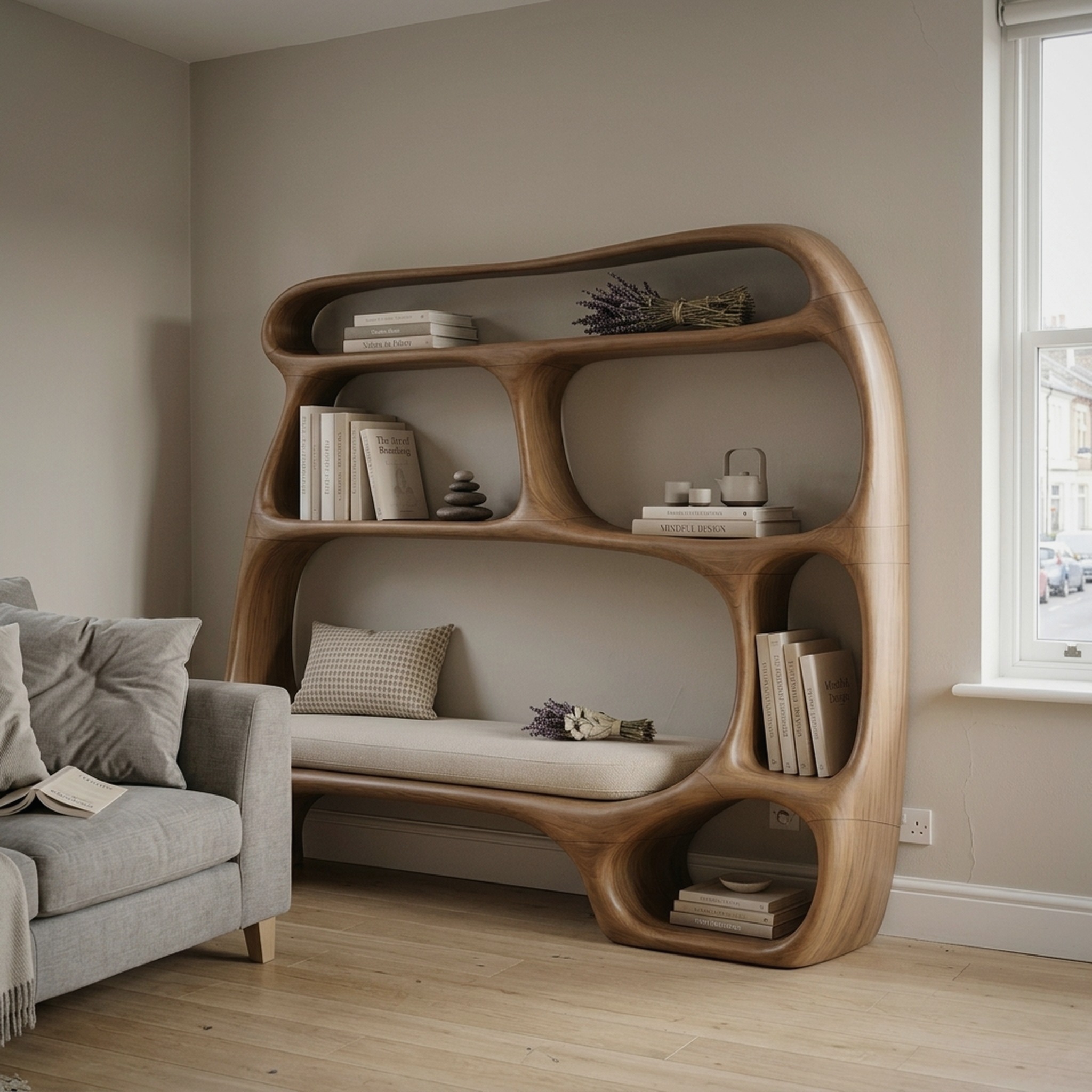 Contemporary Organic Bookshelf for Modern Living Room