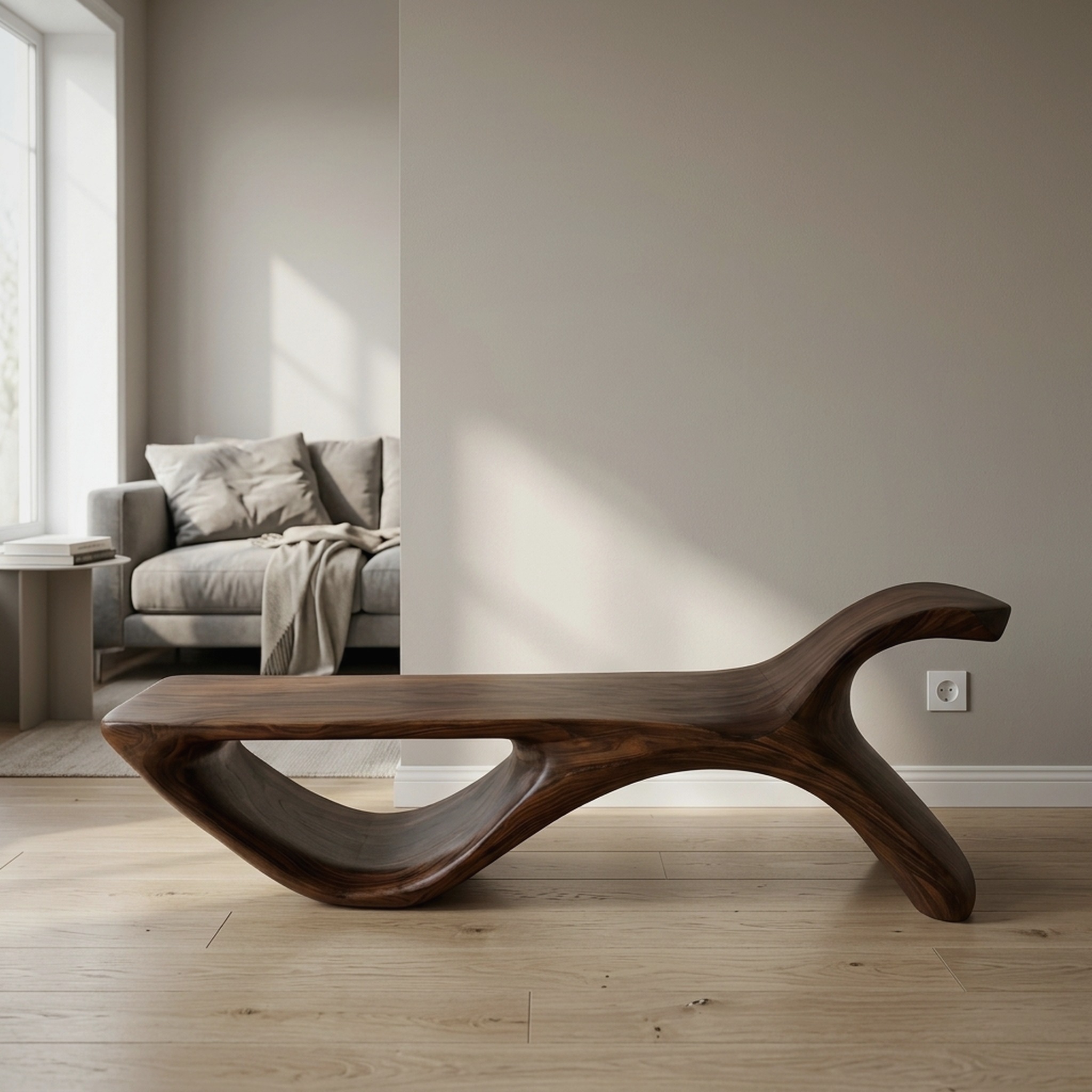 Contemporary Organic Natural Wood Bench for Hallway