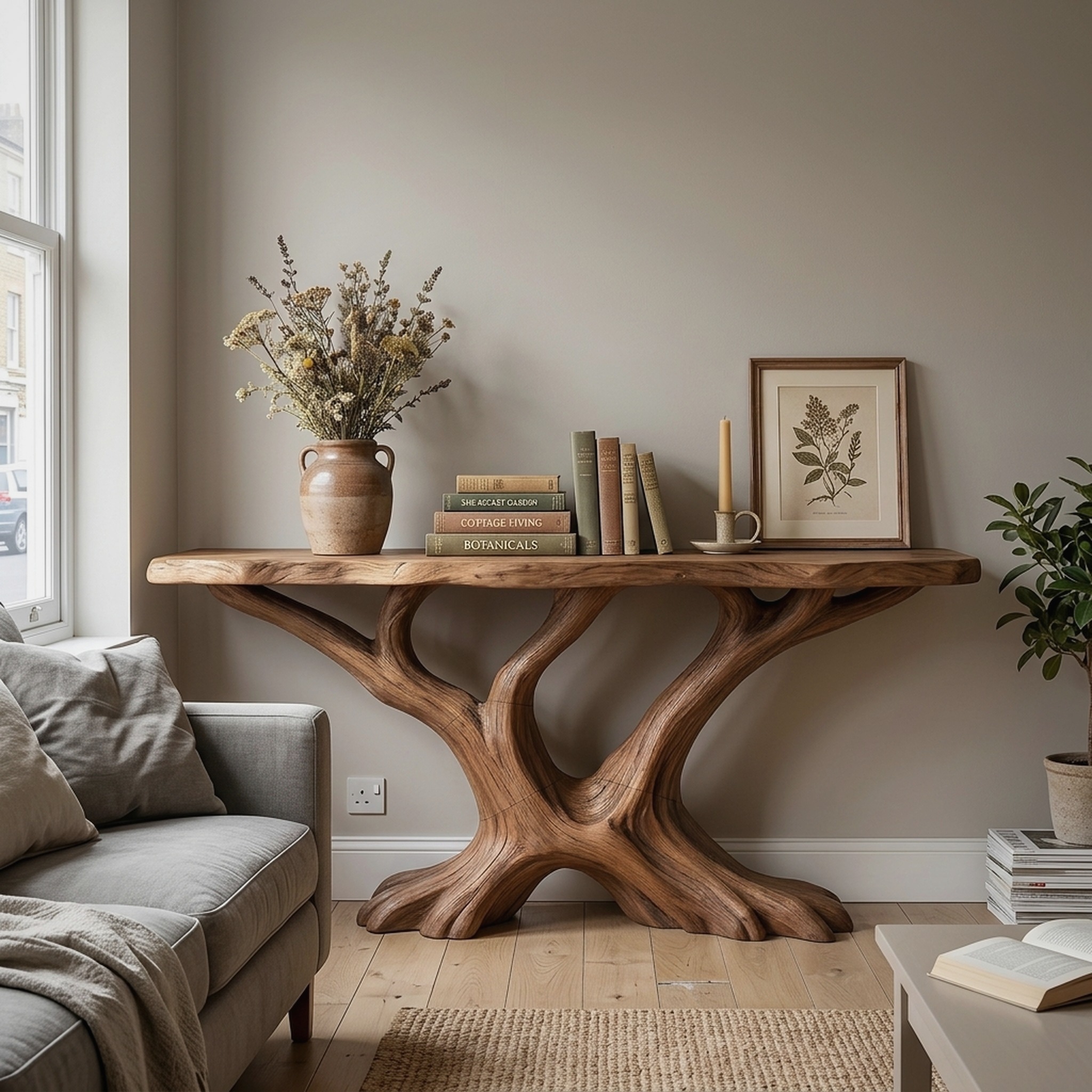 Contemporary Sculptural Console Table Modern Entryway