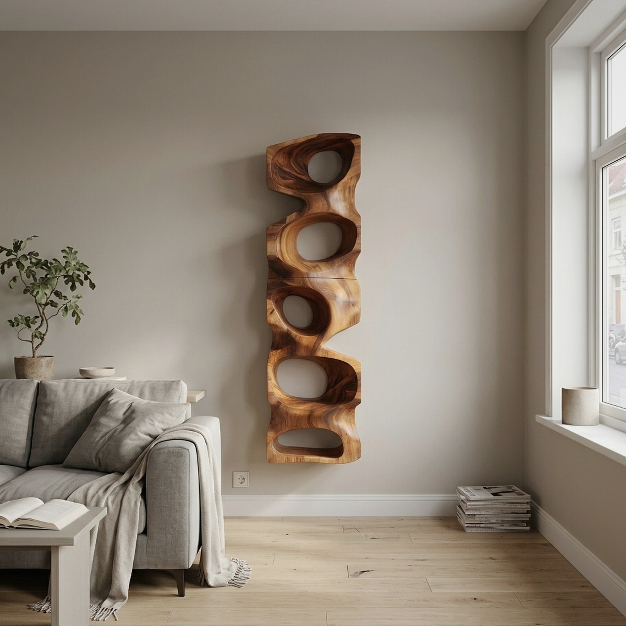 Contemporary Sculptural Display Shelf for Living Room