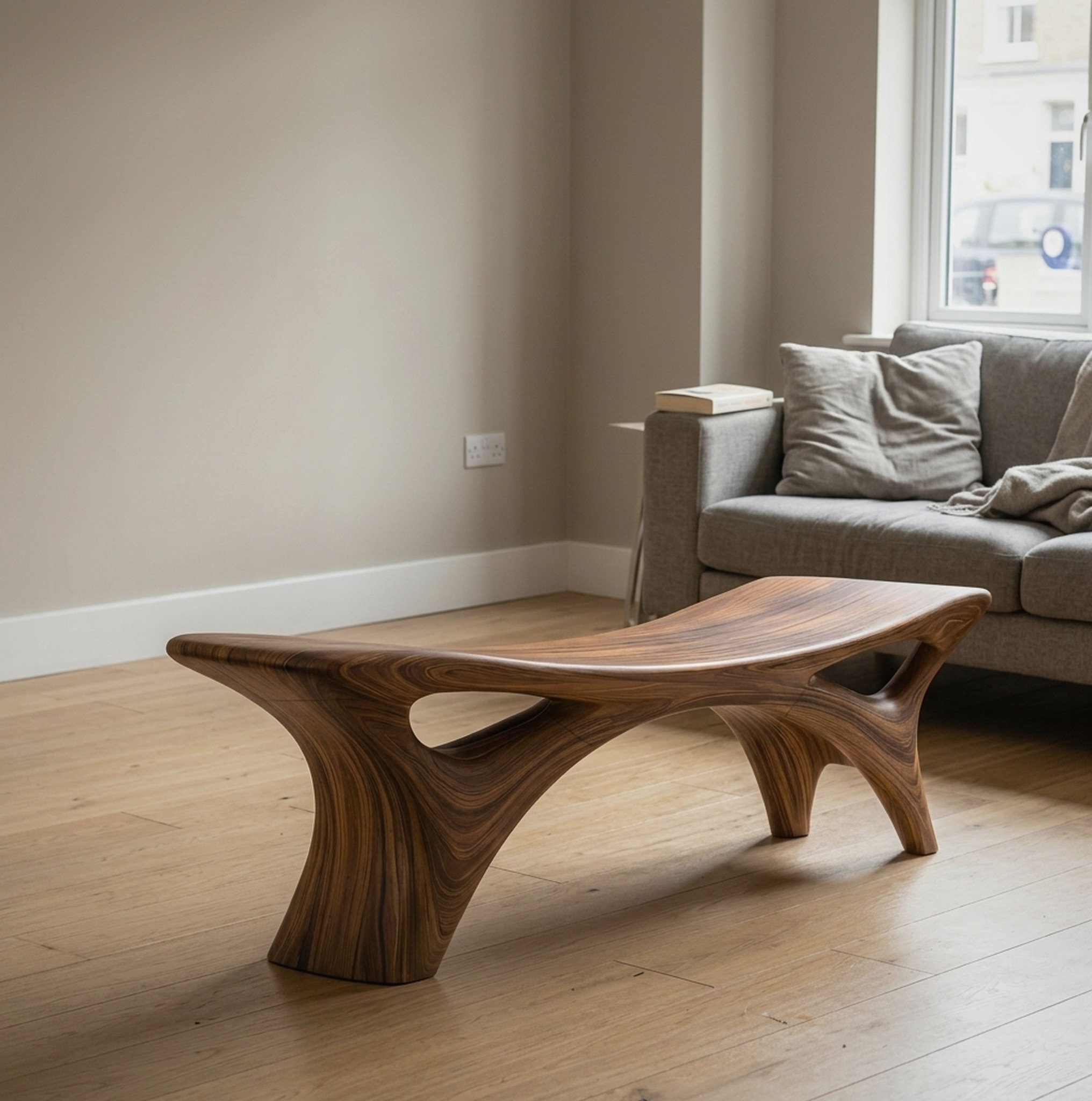 Contemporary Sculptural Outdoor Bench for Garden or Terrace Lounge