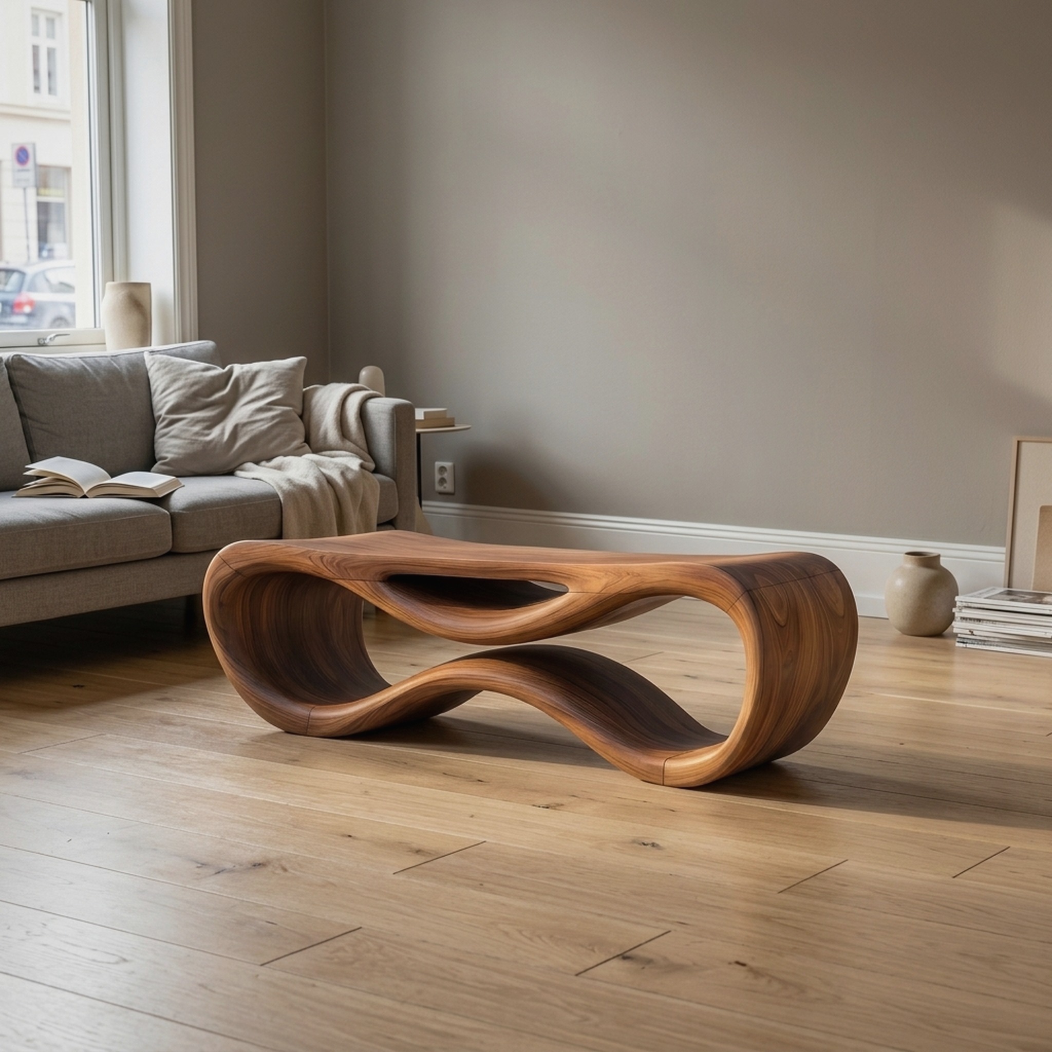 Contemporary Sculptural Outdoor Bench for Patio or Garden Decor