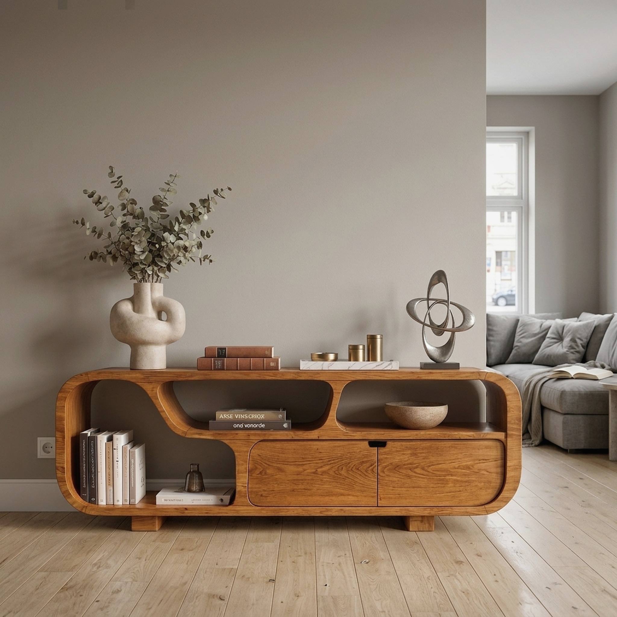 Contemporary Sideboard with Floating Drawer Design for Living Room