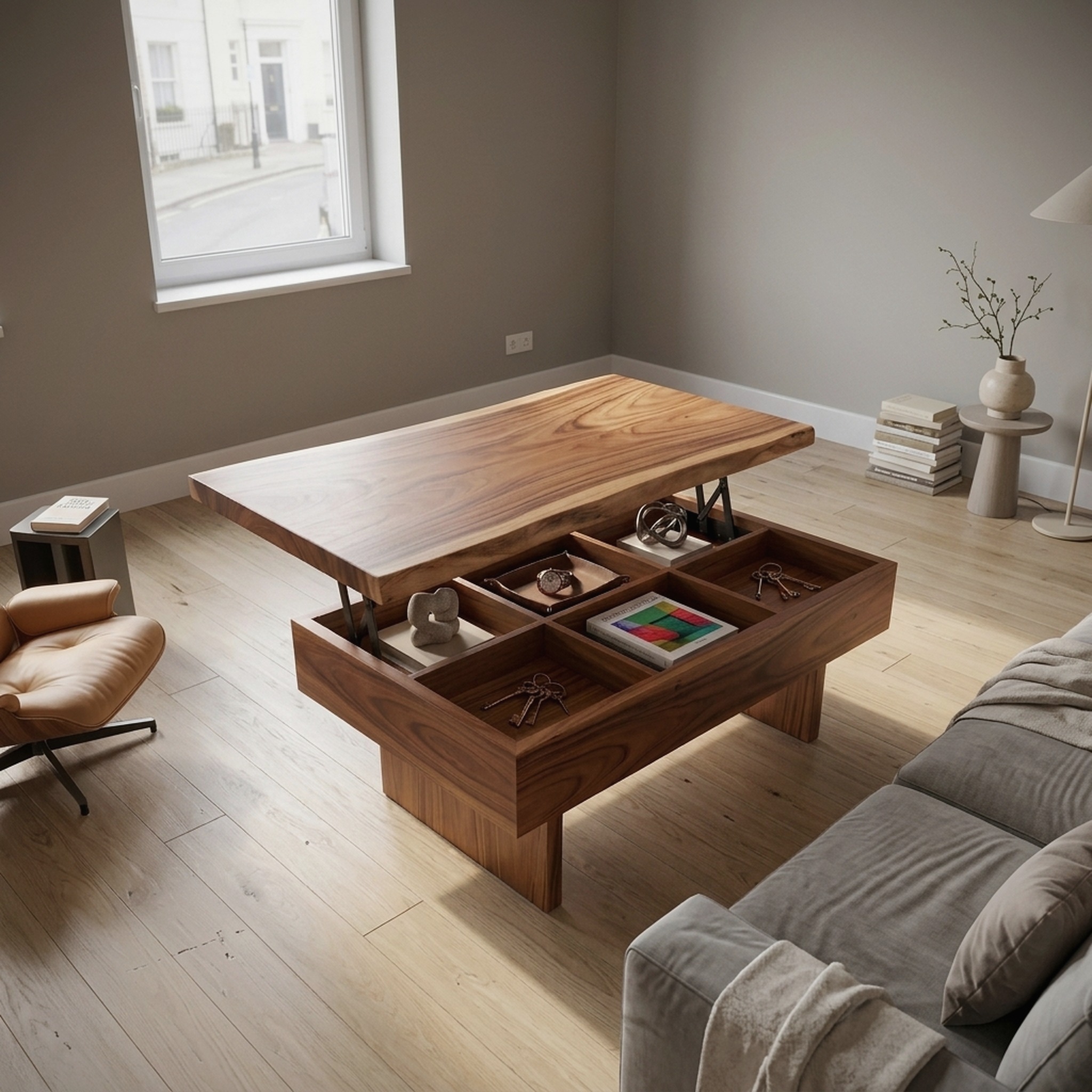 Contemporary Storage Lift Top Coffee Table City Apartment