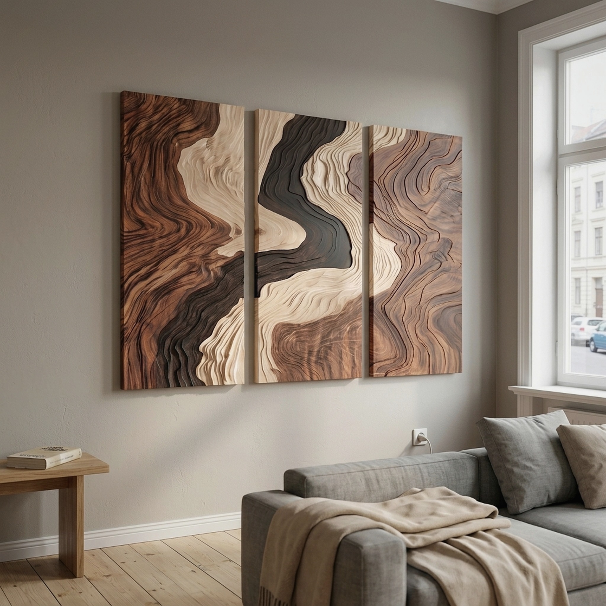 Contemporary Topographic Triptych Wall Art Luxury Bedroom