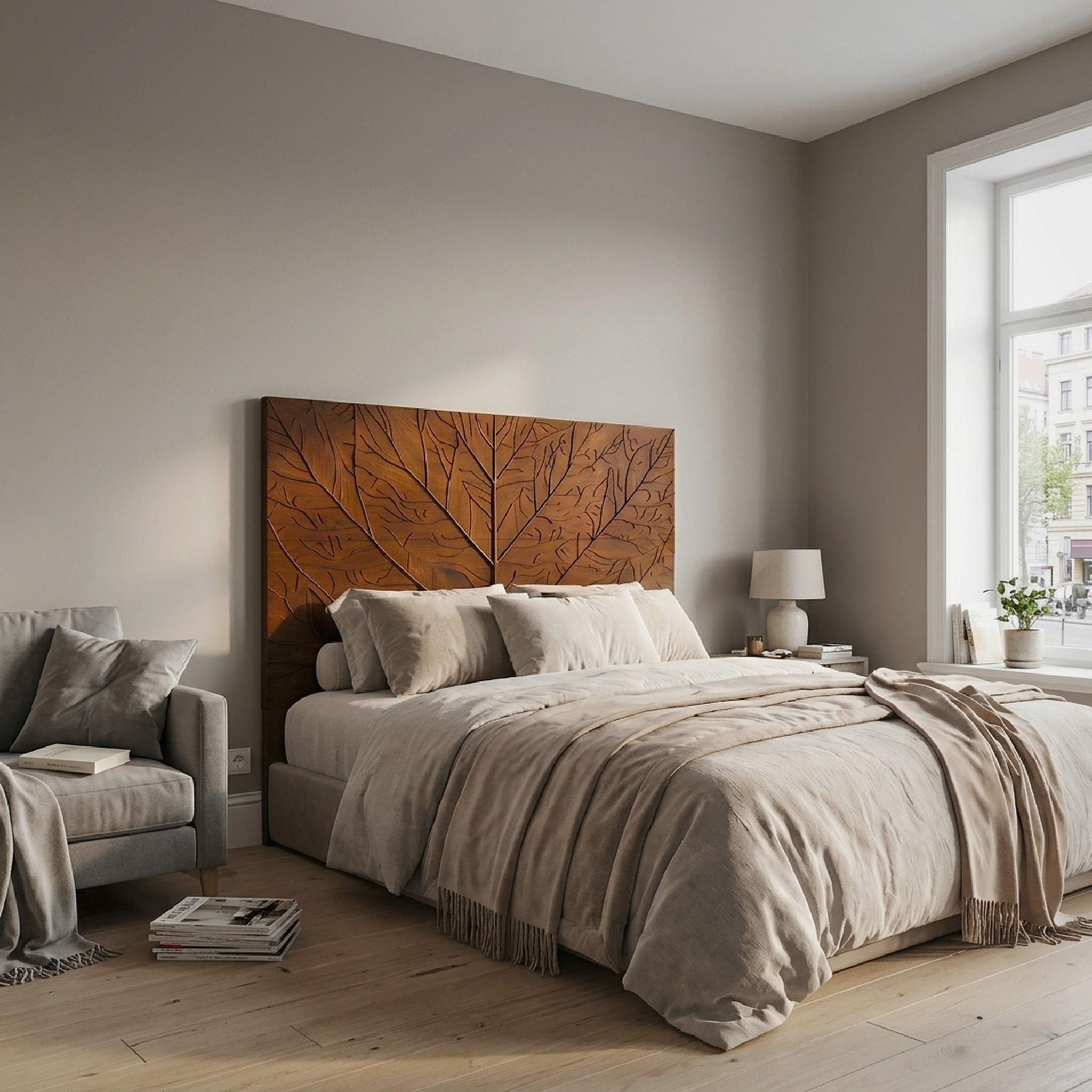Contemporary Tree Ring Headboard Wooden Bed Headboard for Bedroom