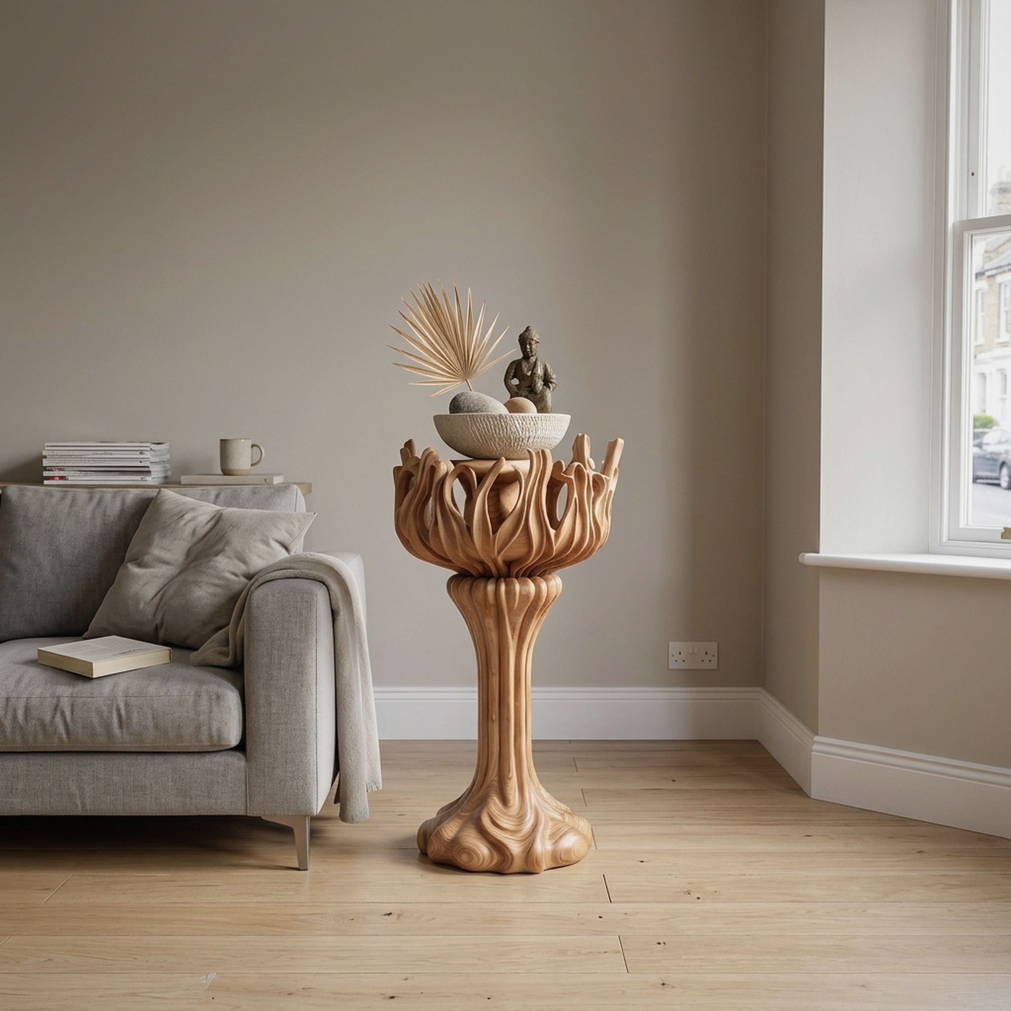 Contemporary Tree Shaped Plant Stand with Sculptural Form for Entryway and Sunroom