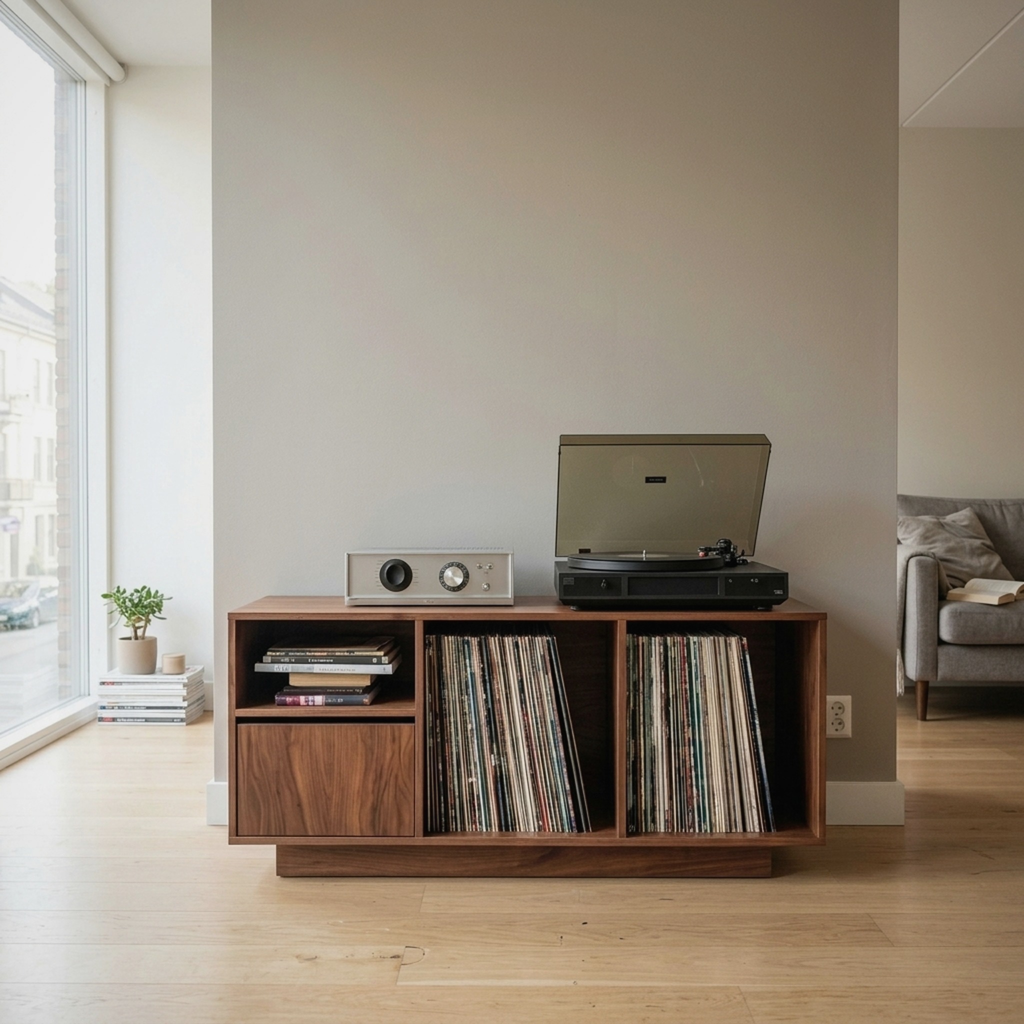 Contemporary Turntable Record Cabinet for Living Room