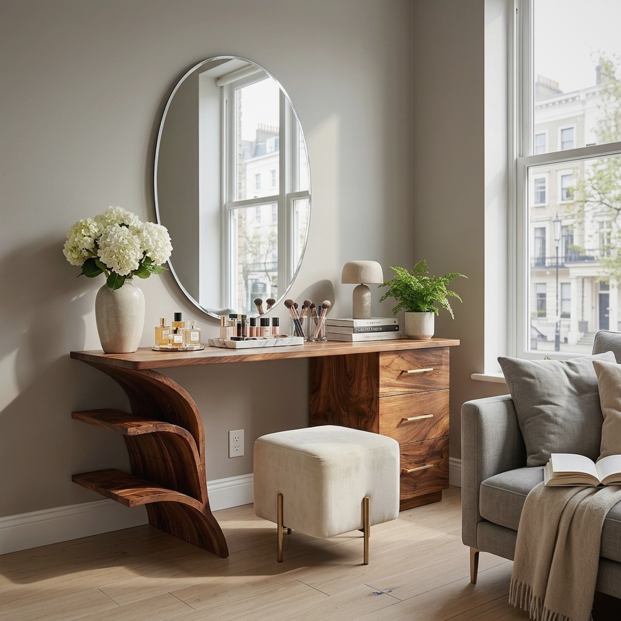 Contemporary Vanity Desk Studio Apartment Makeup Area Dressing Space