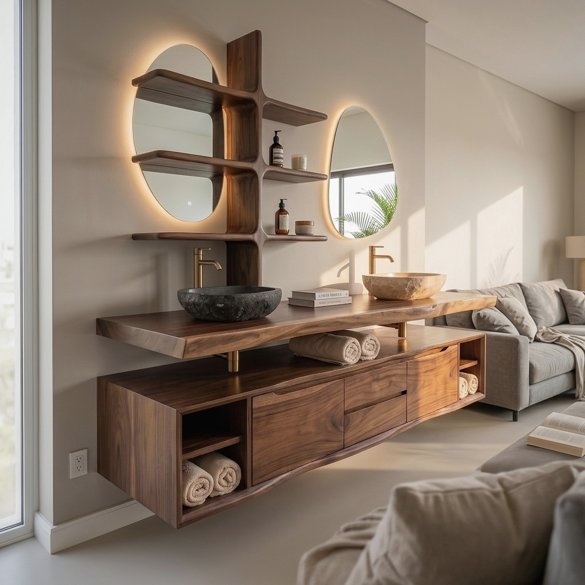 Contemporary Wall Mounted Bathroom Vanity Wellness Suite