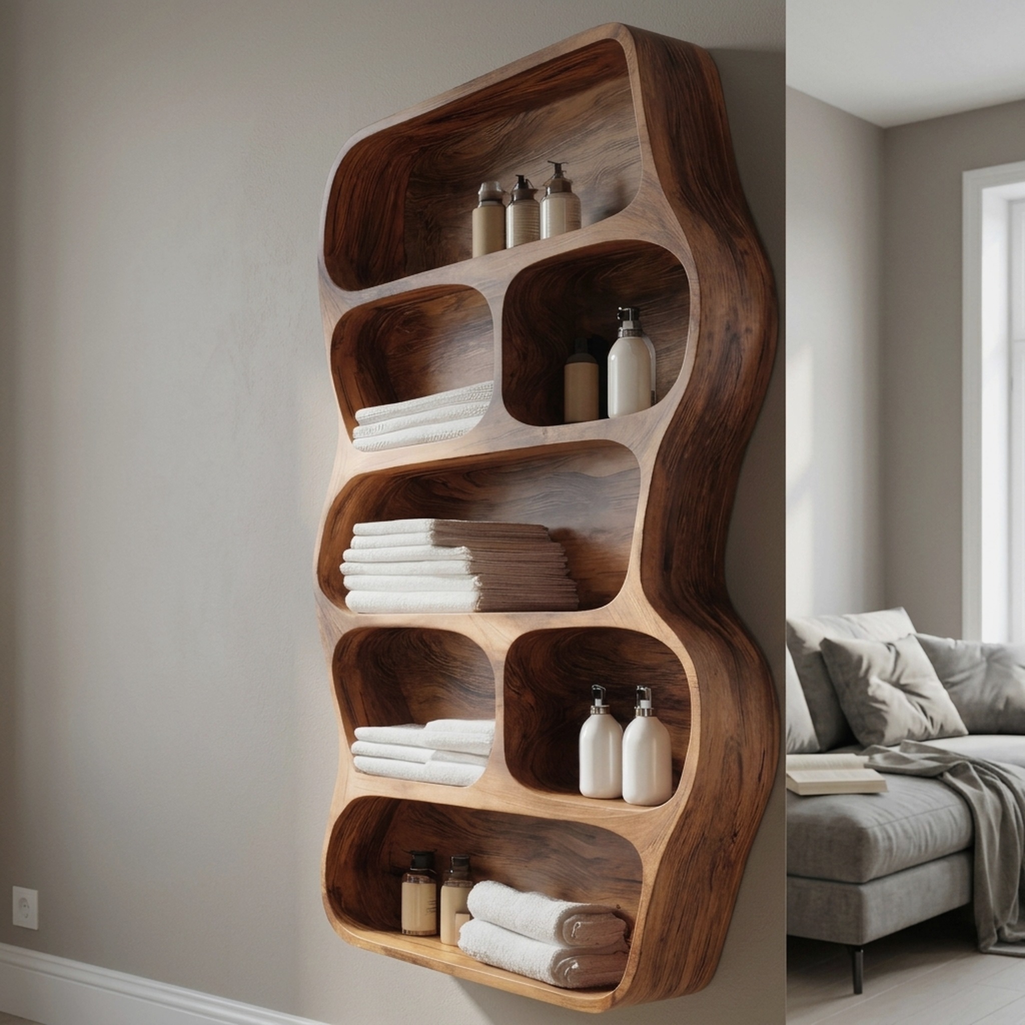 Contemporary Wall Shelf for Bathroom Space