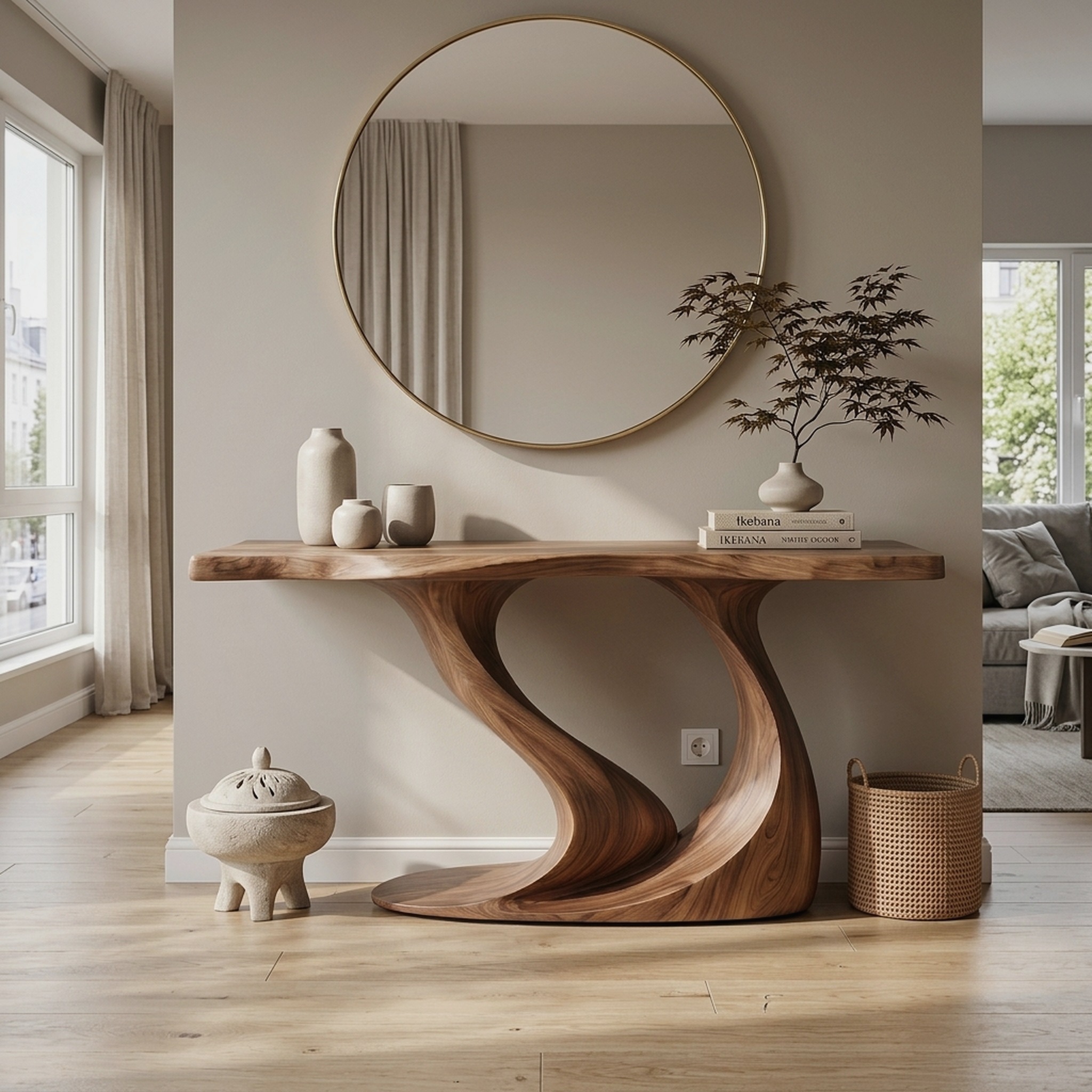 Contemporary Wave Base Console Table Luxury Hallway