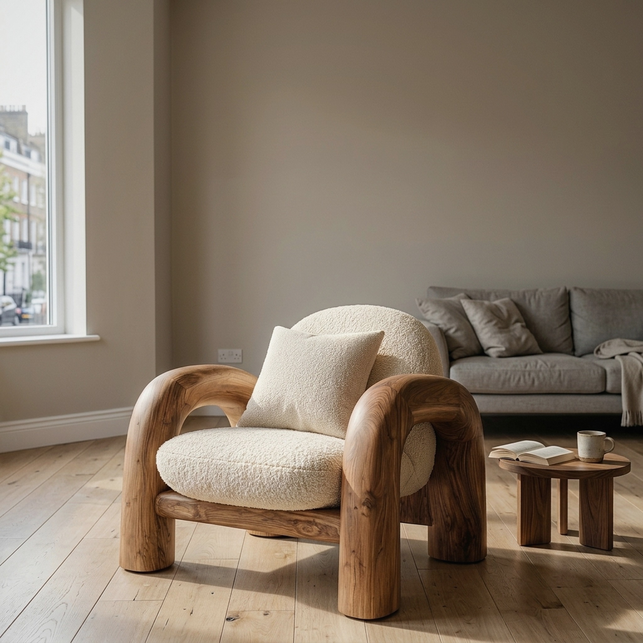 Contemporary Wooden Armchair for Reading Corner