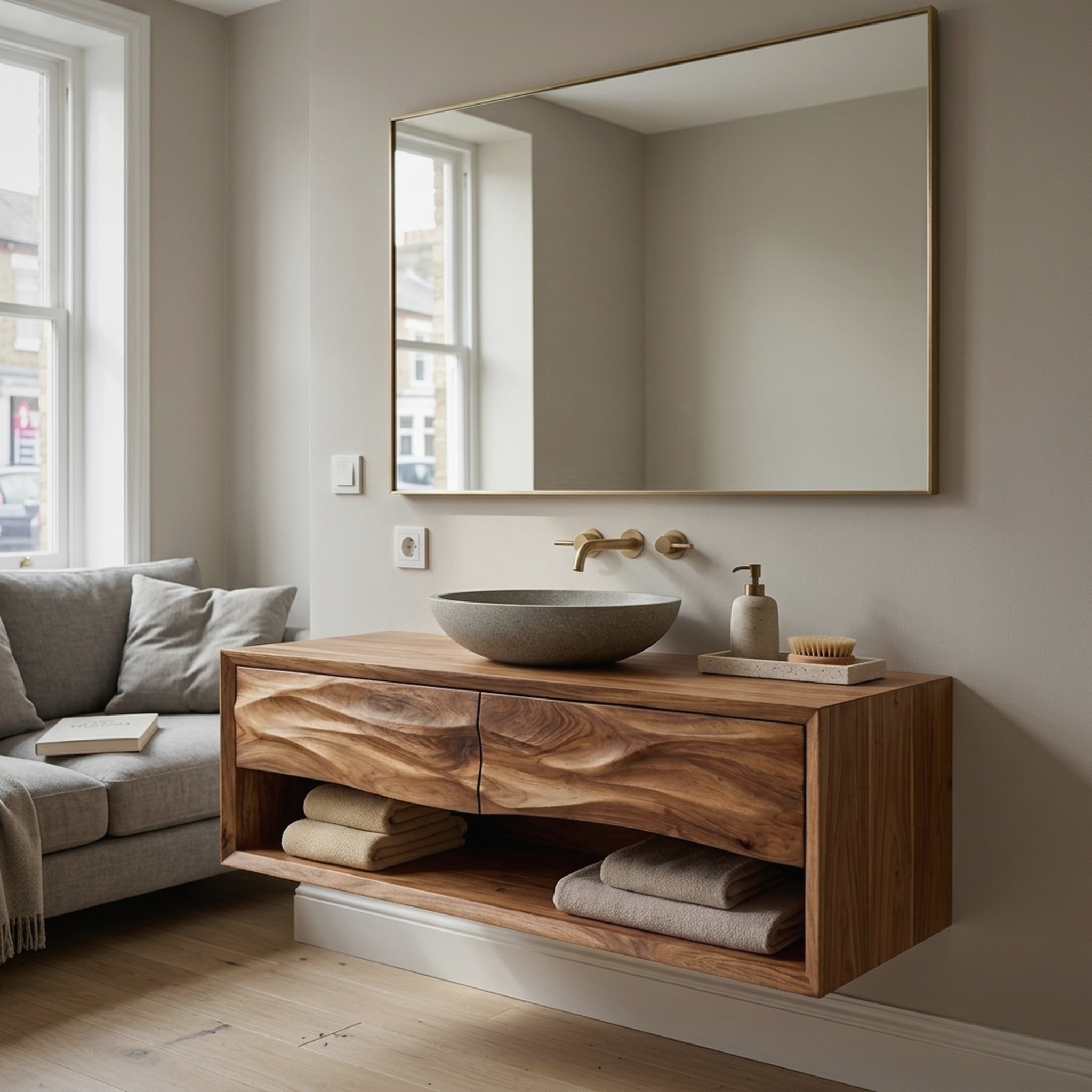 Contemporary Wooden Bathroom Vanity for Bathroom or Spa Decor