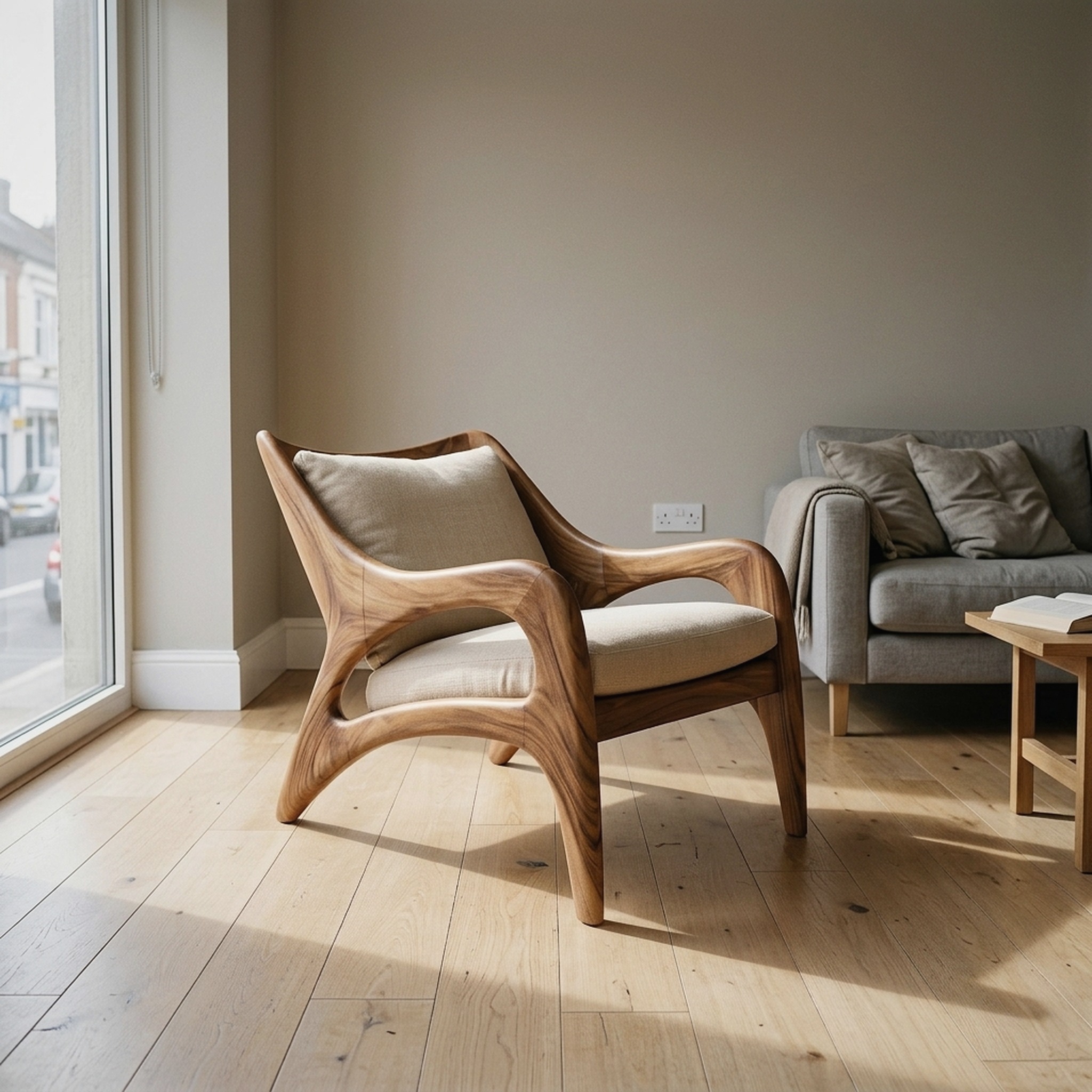 Contemporary Wooden Lounge Chair for Refined Porch Living