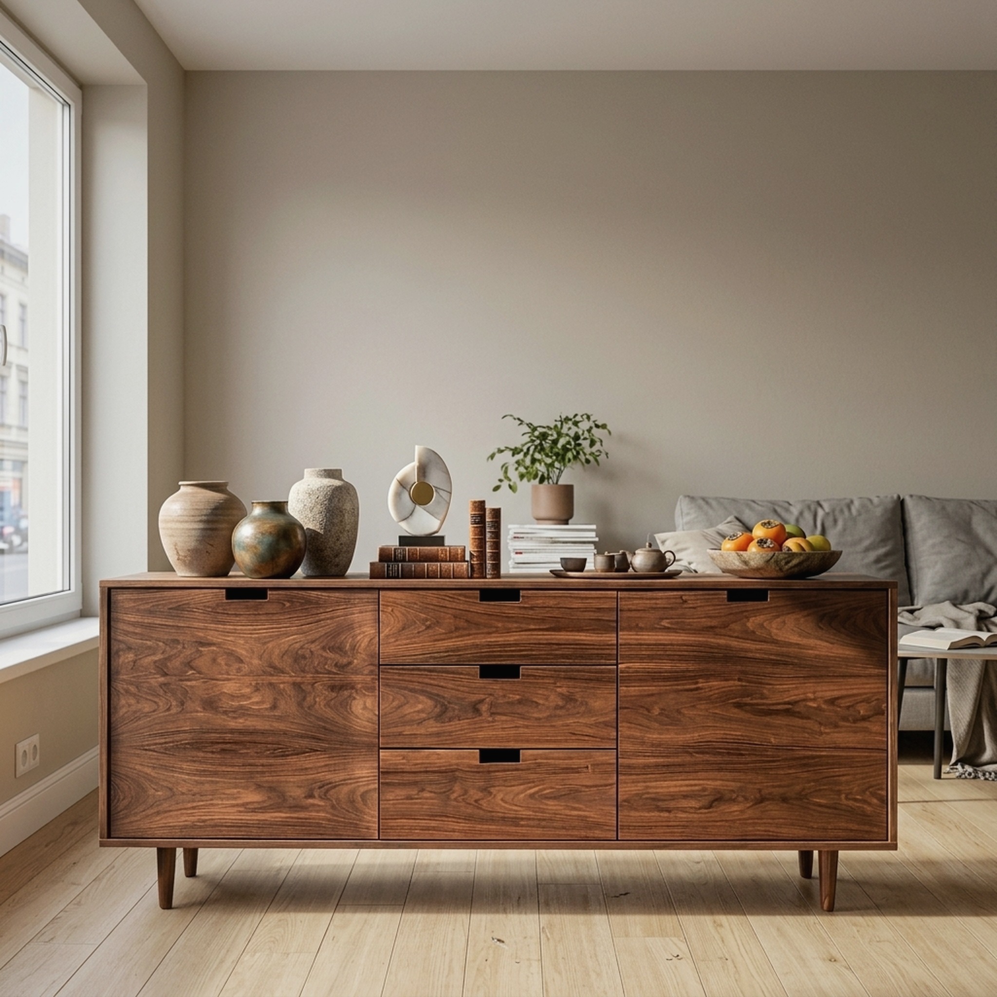 Contemporary Wooden Sideboard for Modern Living Room