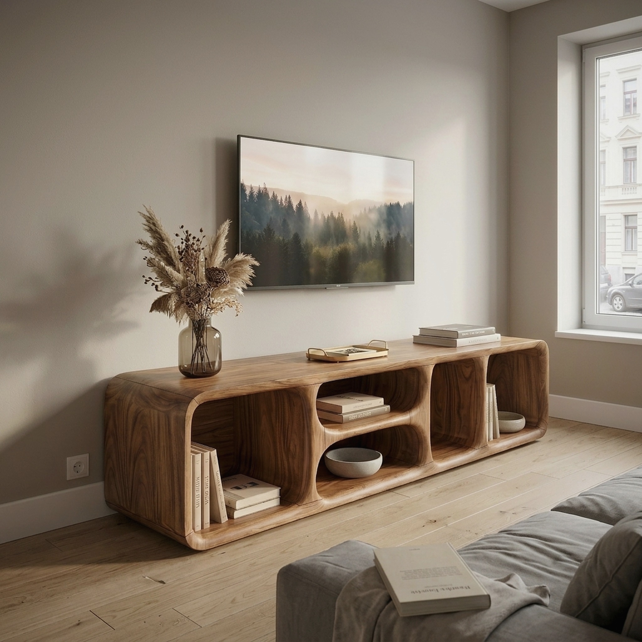 Contemporary Wooden TV Unit Luxury Interior