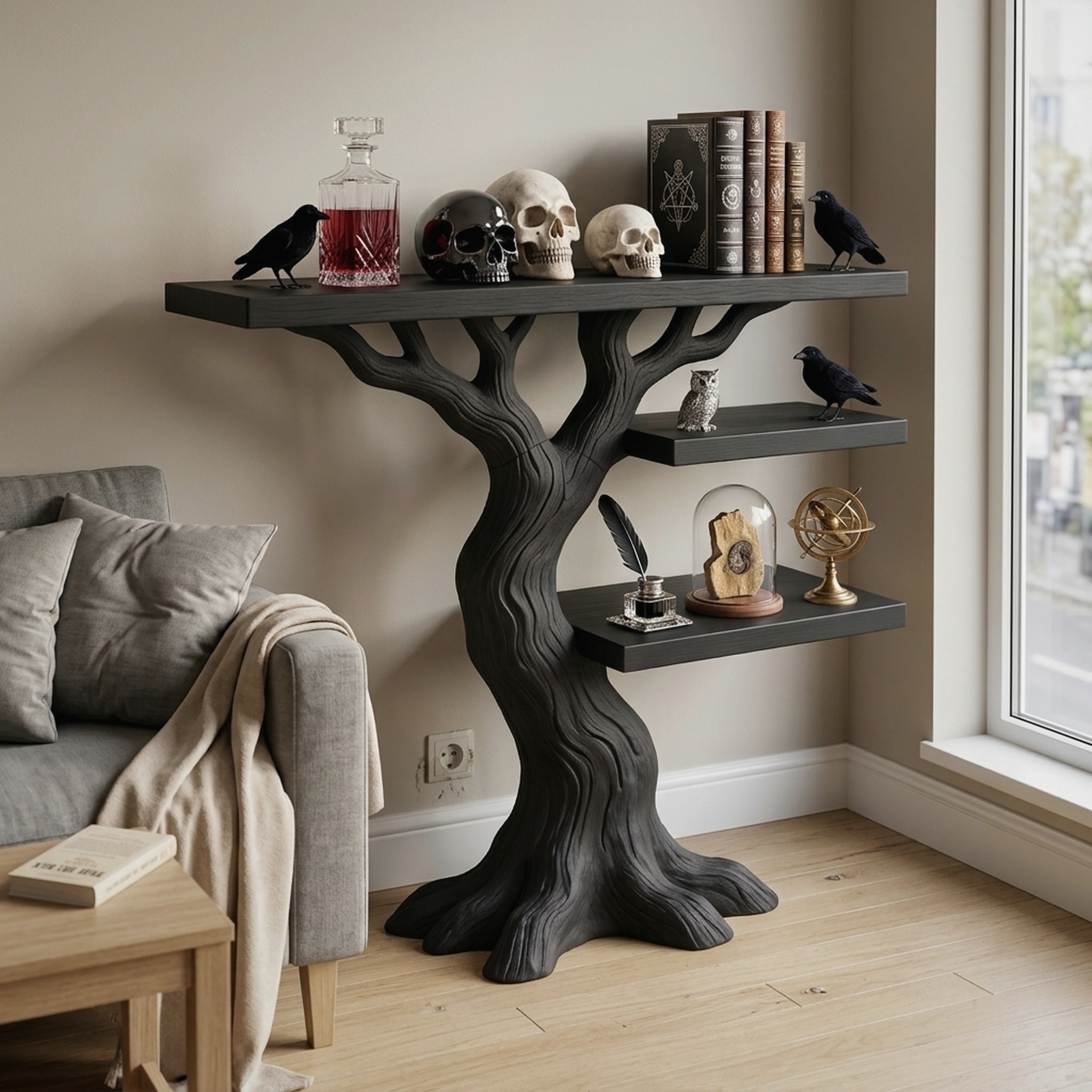 Contemporary Woodland Branch Console Table for Halloween Decor