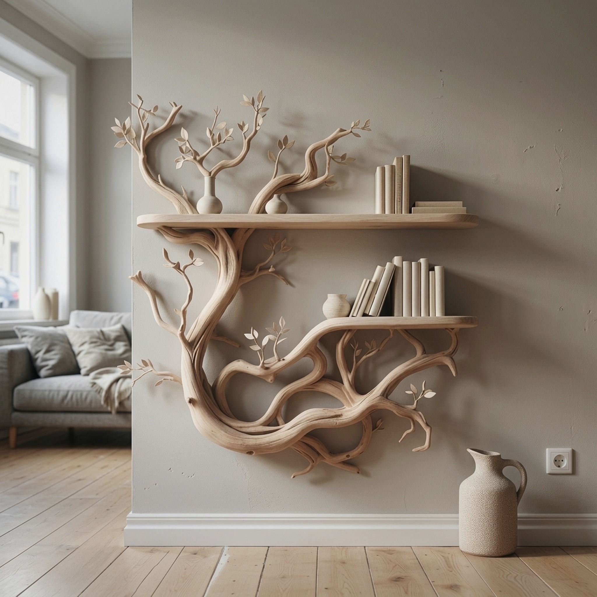Cozy Tree Branch Driftwood Floating Shelf Wall Mount