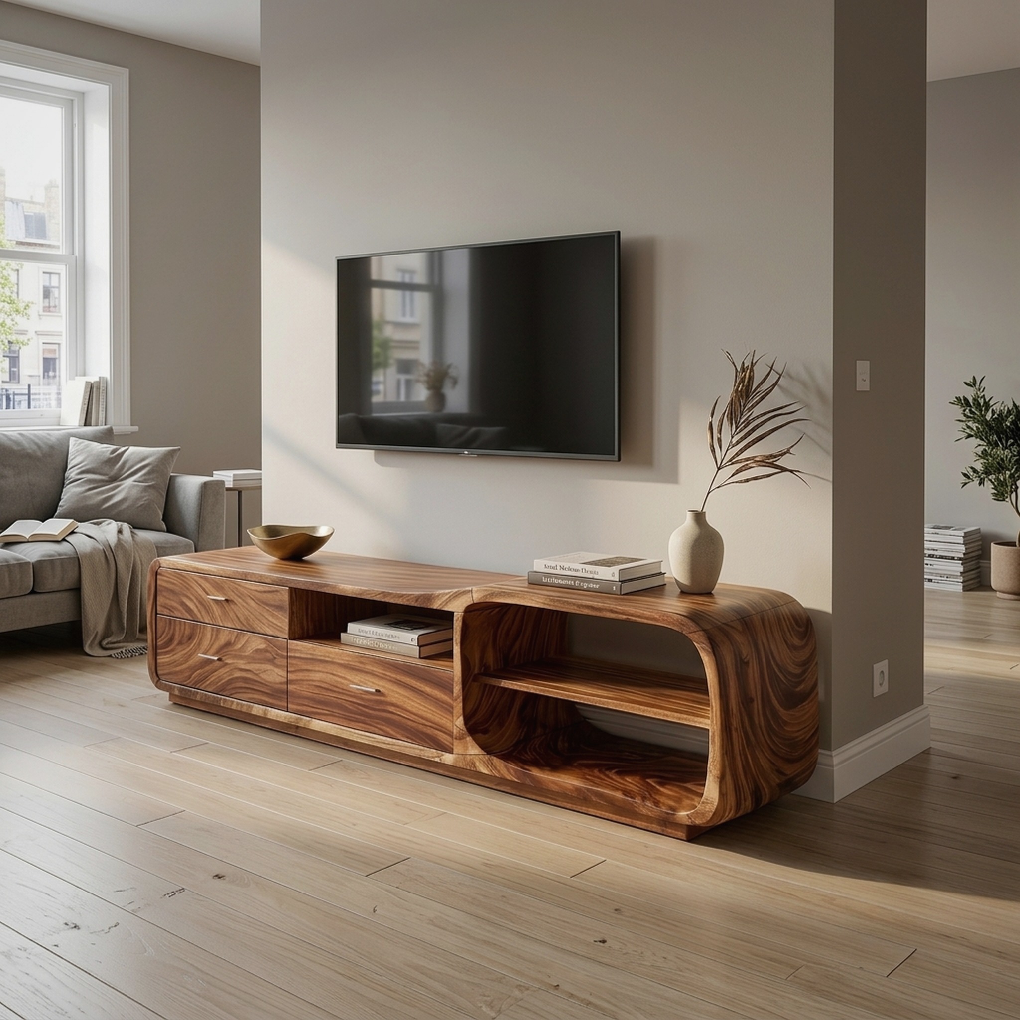 Curved Organic TV Stand Designer Residence