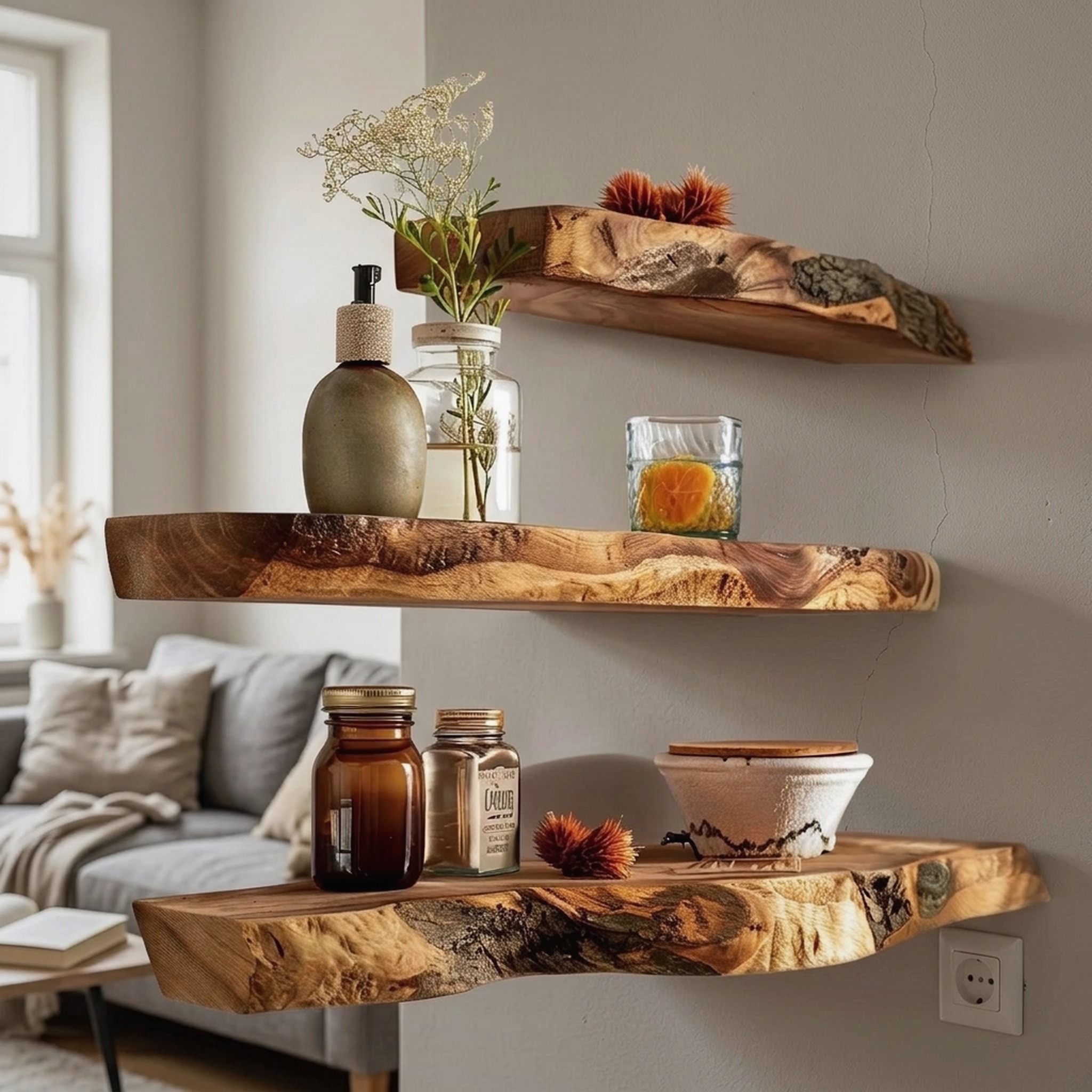 Custom Floating Shelf Live Edge
