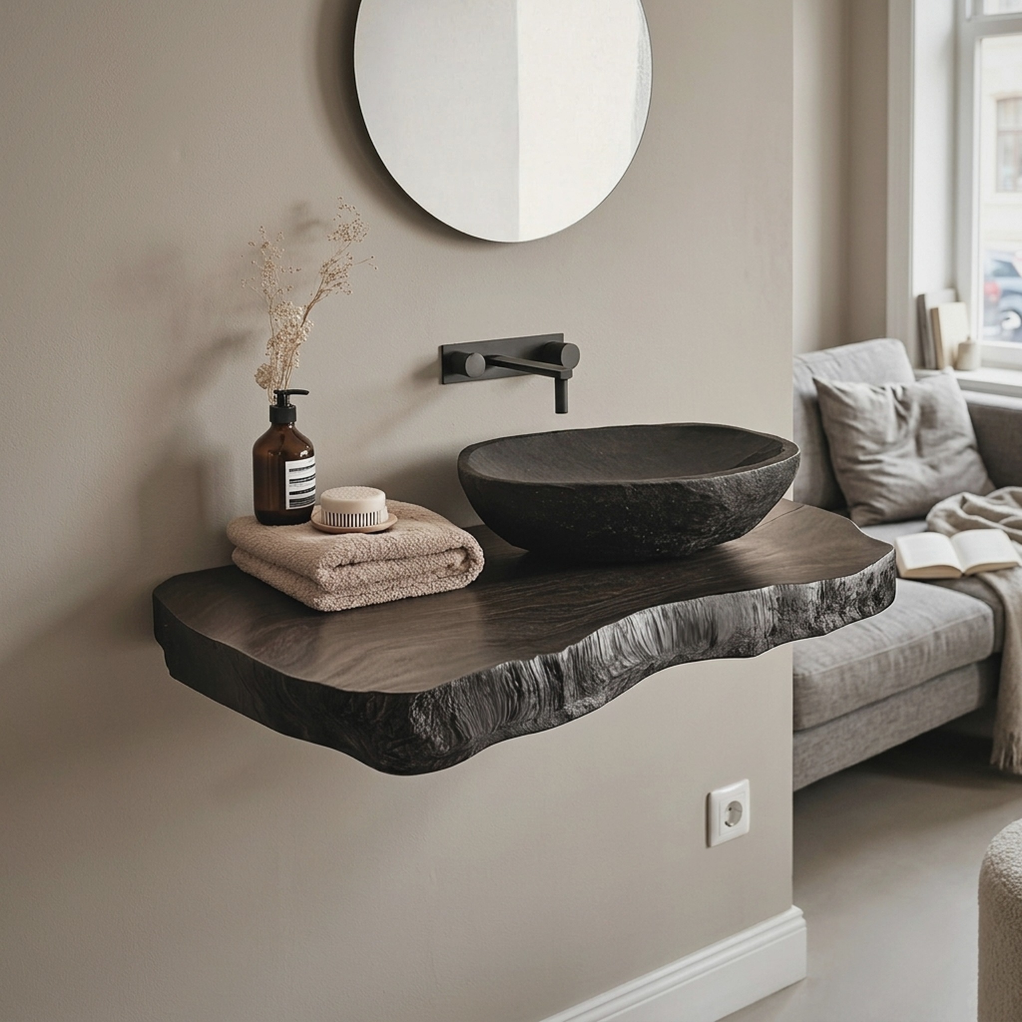 Custom Shelf Vanity Solid Wood Decor Home