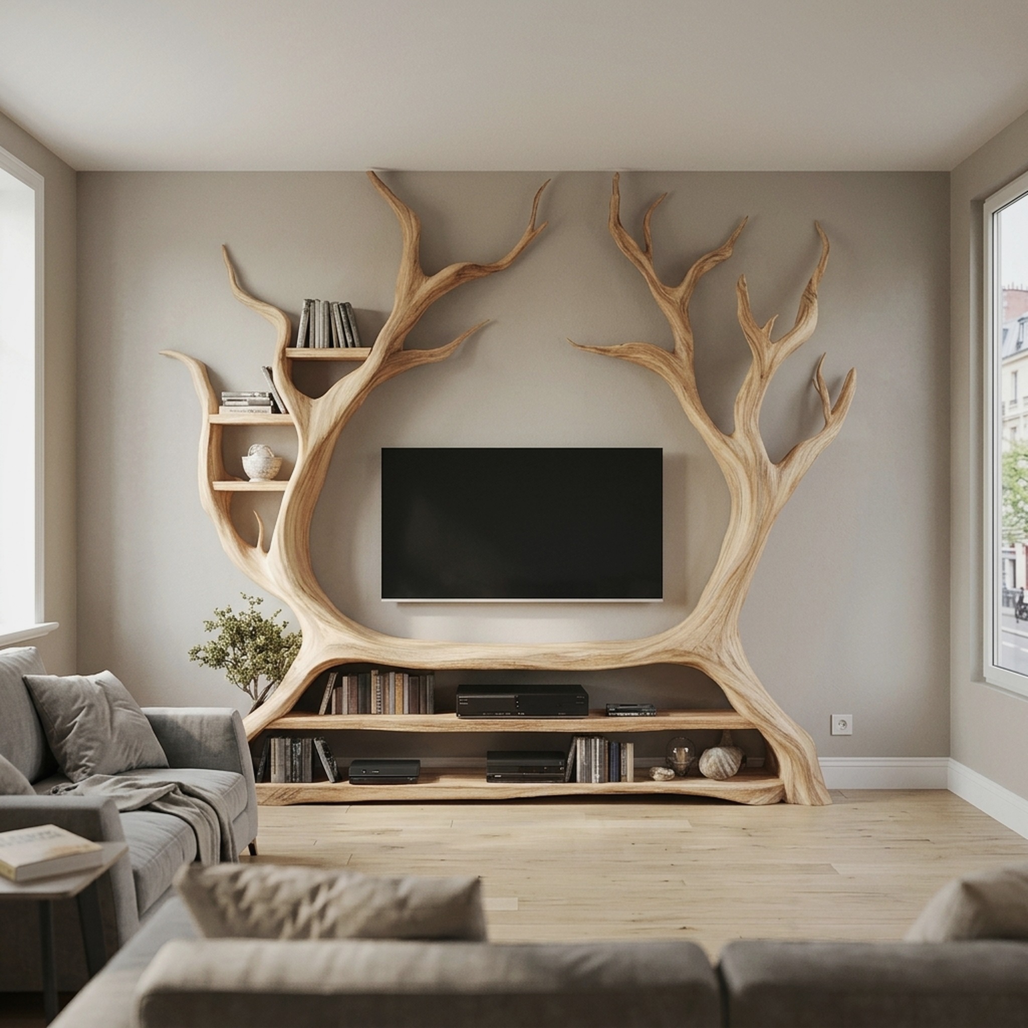 Custom Tree Bookcase Cabinet TV Solid Wood Gitf