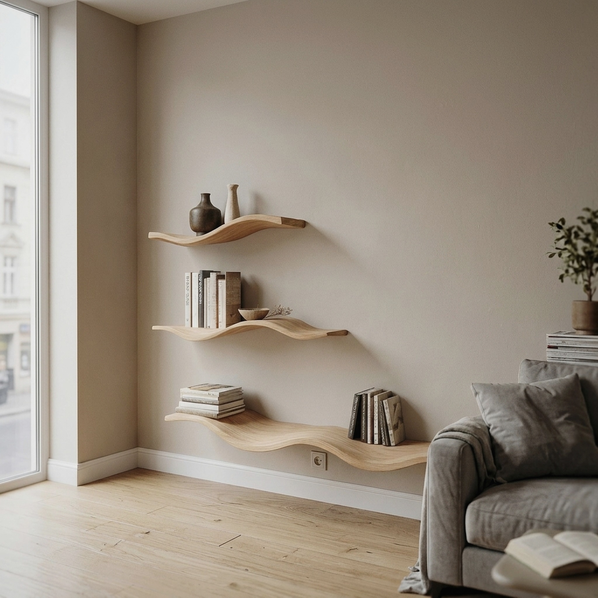 Custom Wood Floating Shelves Living Room New Year Home Decor
