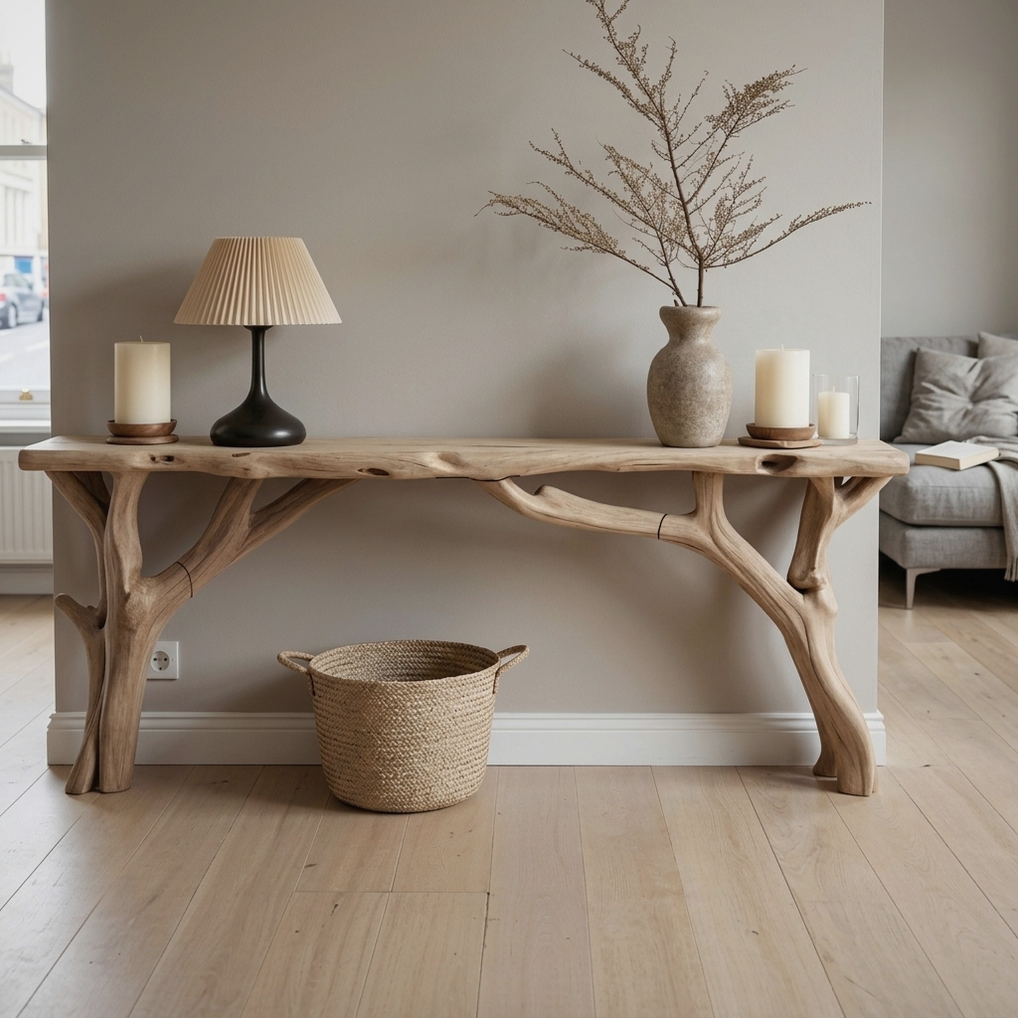 Decorative Wooden Entryway Table Handcarfted Table