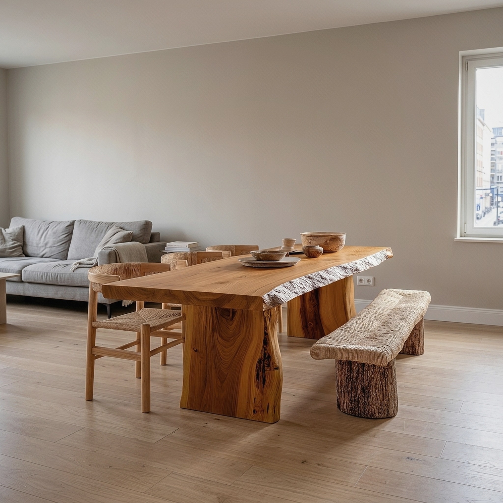 Dining Table Walnut Wood Live Edge Modern Gift