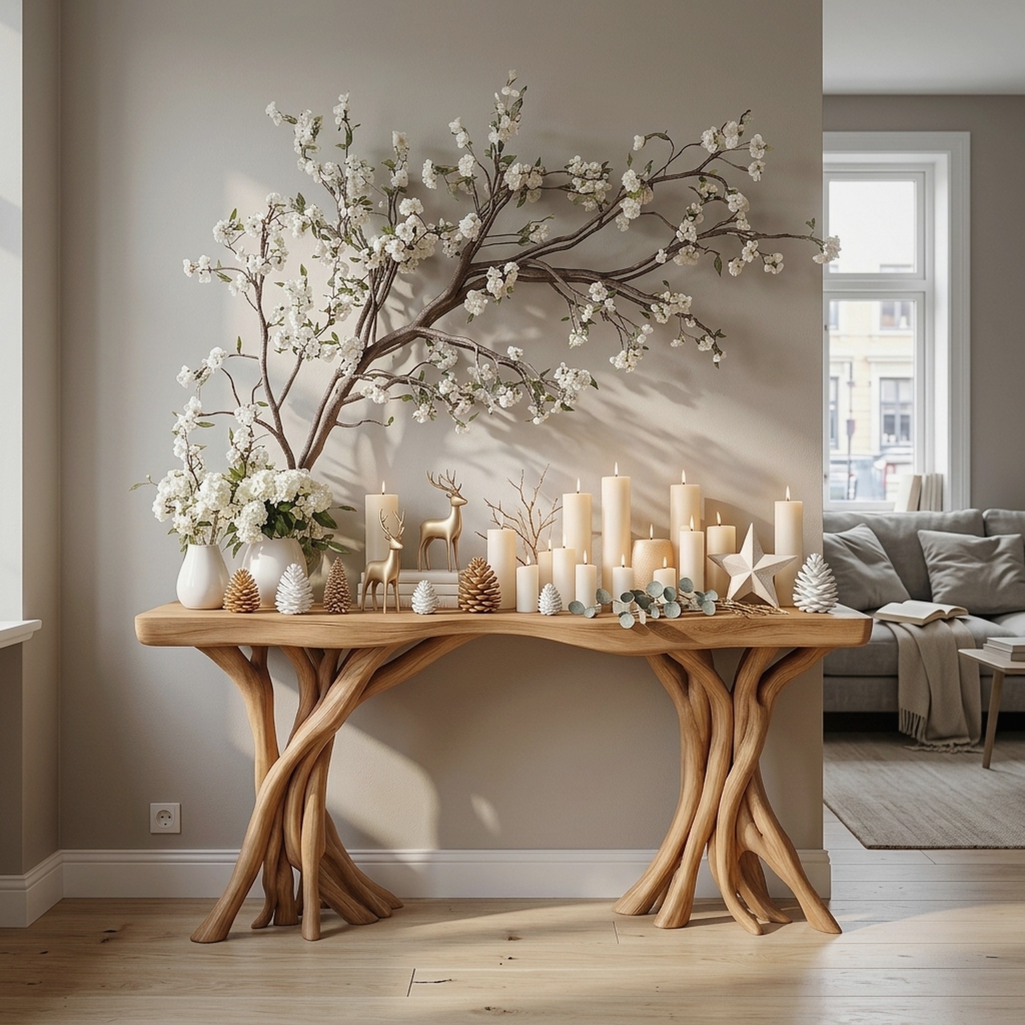 Driftwood Console Table Organic Wood Rustic Art Gift