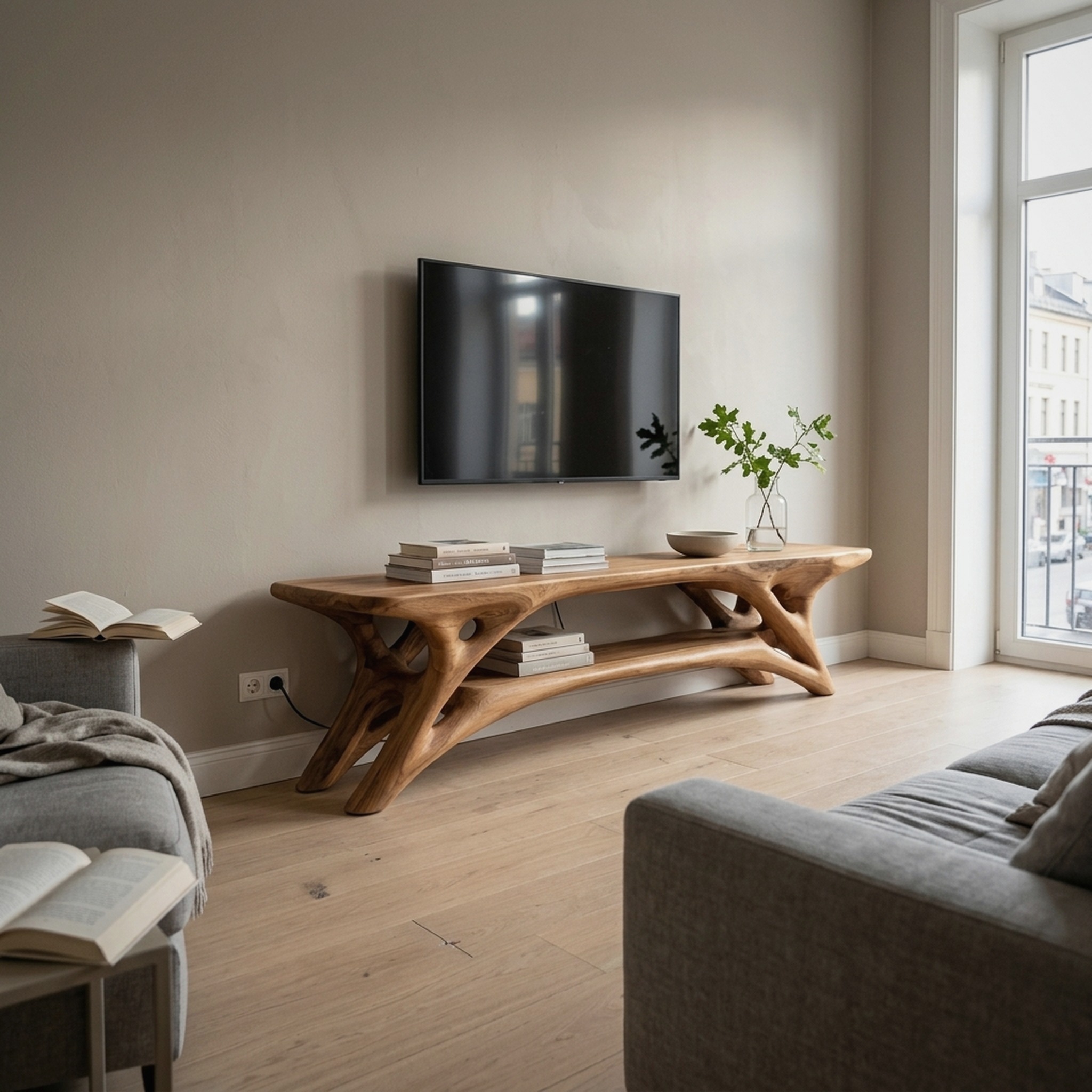 Elegant Curved TV Cabinet for Contemporary Home Decor