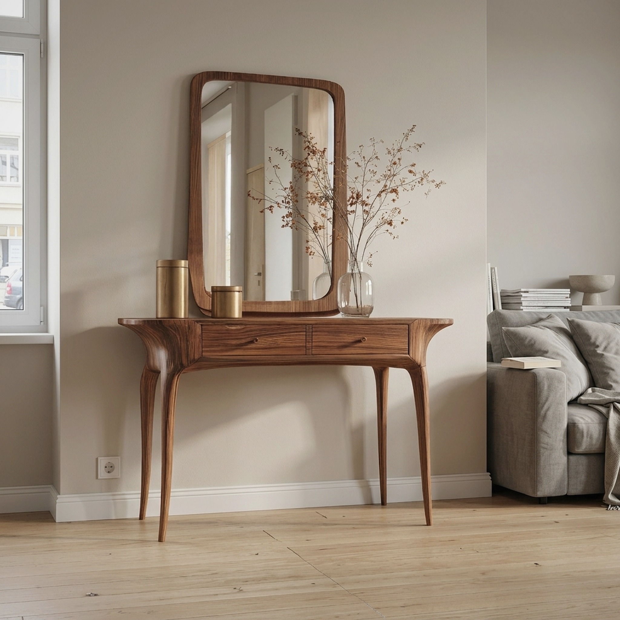 Elegant Handmade Vanity Table with Drawers for Bedroom