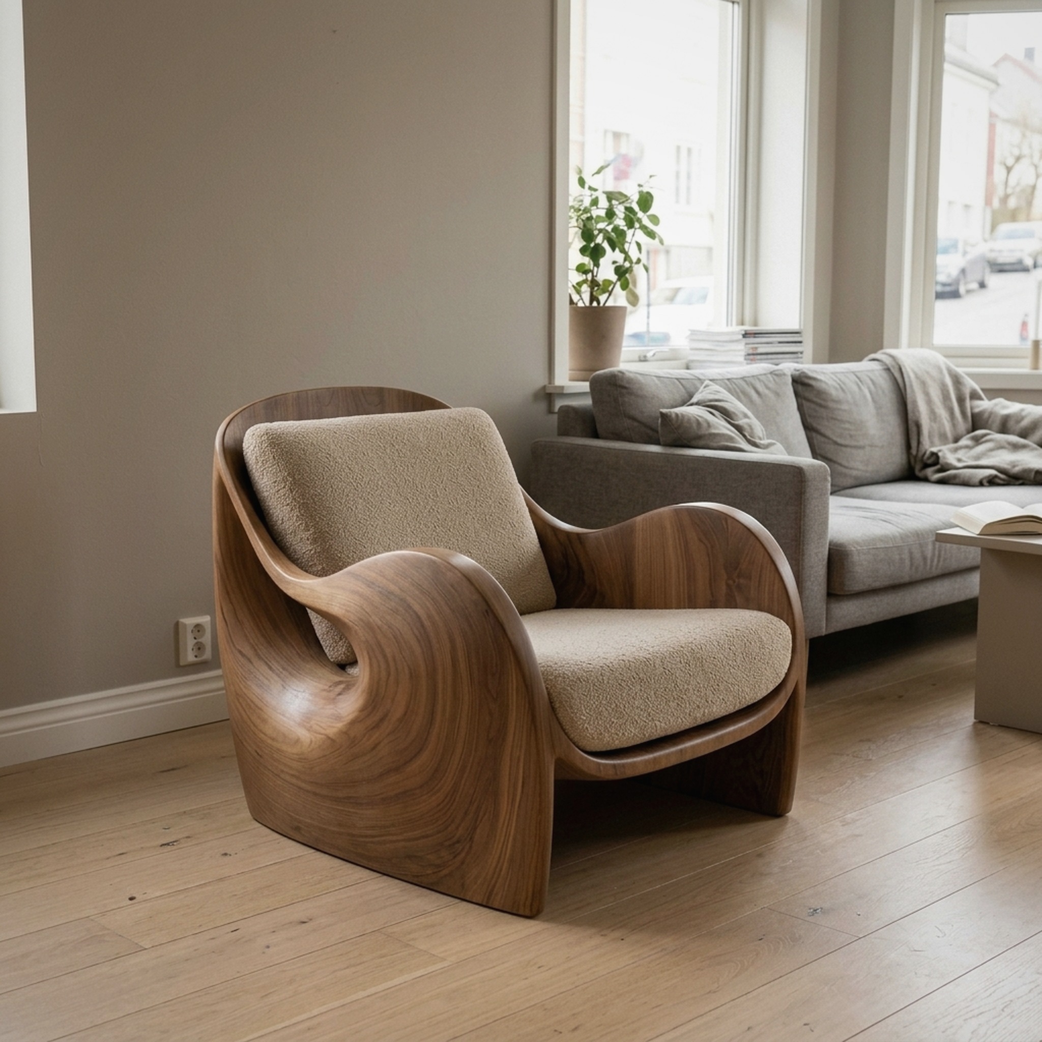Elegant Natural Wood Chair for Modern Living Room