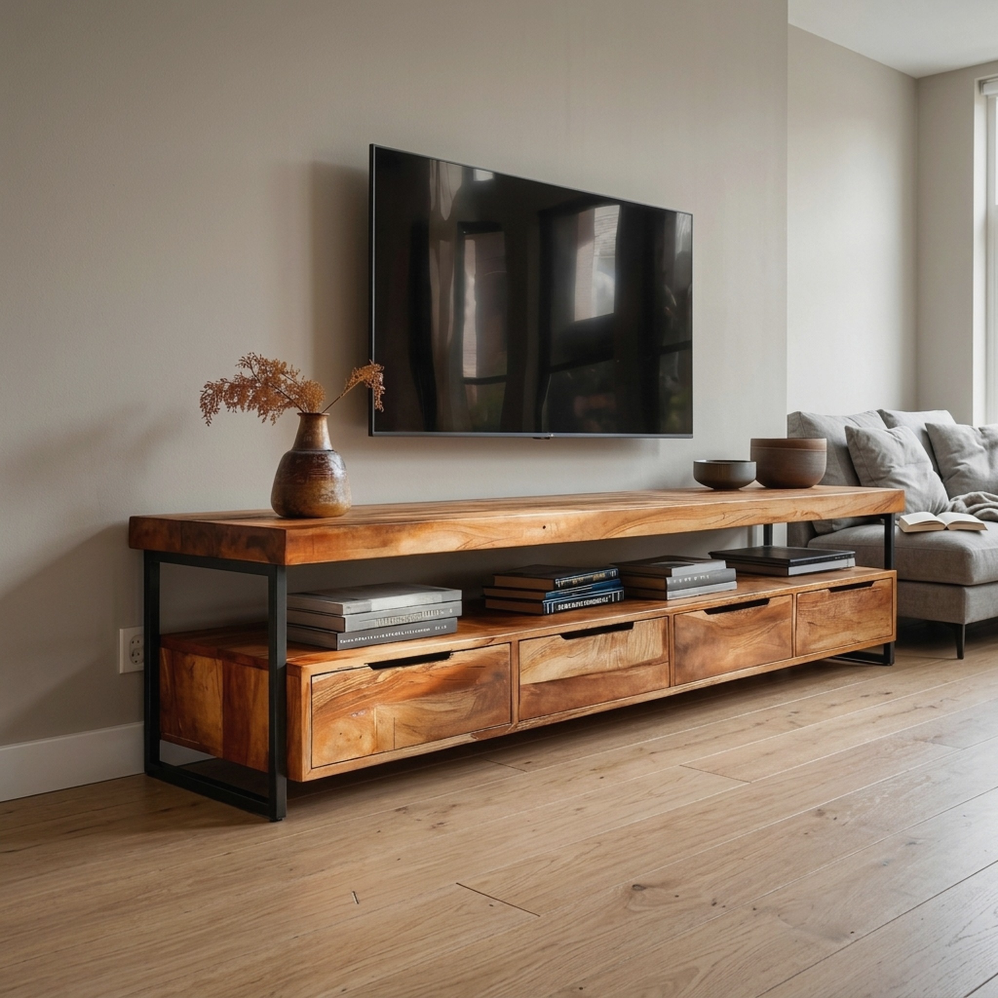 Elegant TV Cabinet with Functional Design for Media Equipment