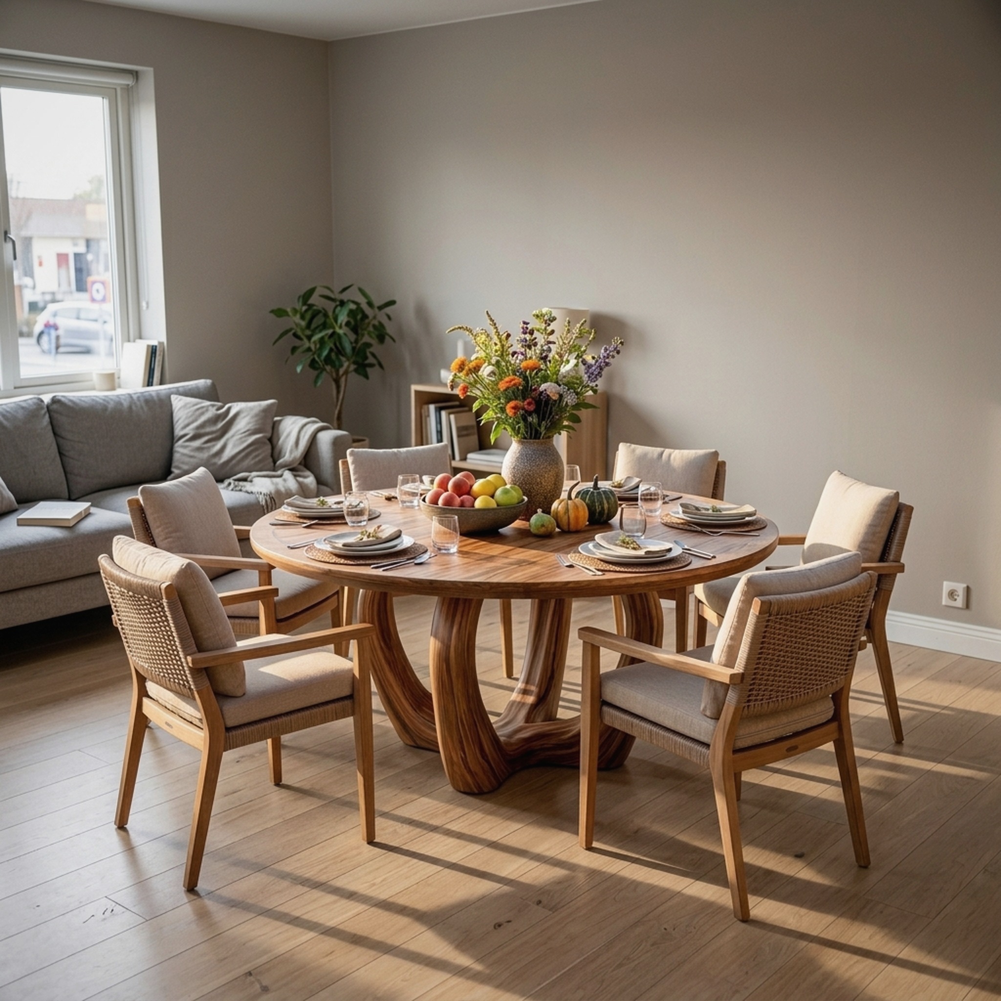 Elegant Wooden Round Dining Table for Dining Area