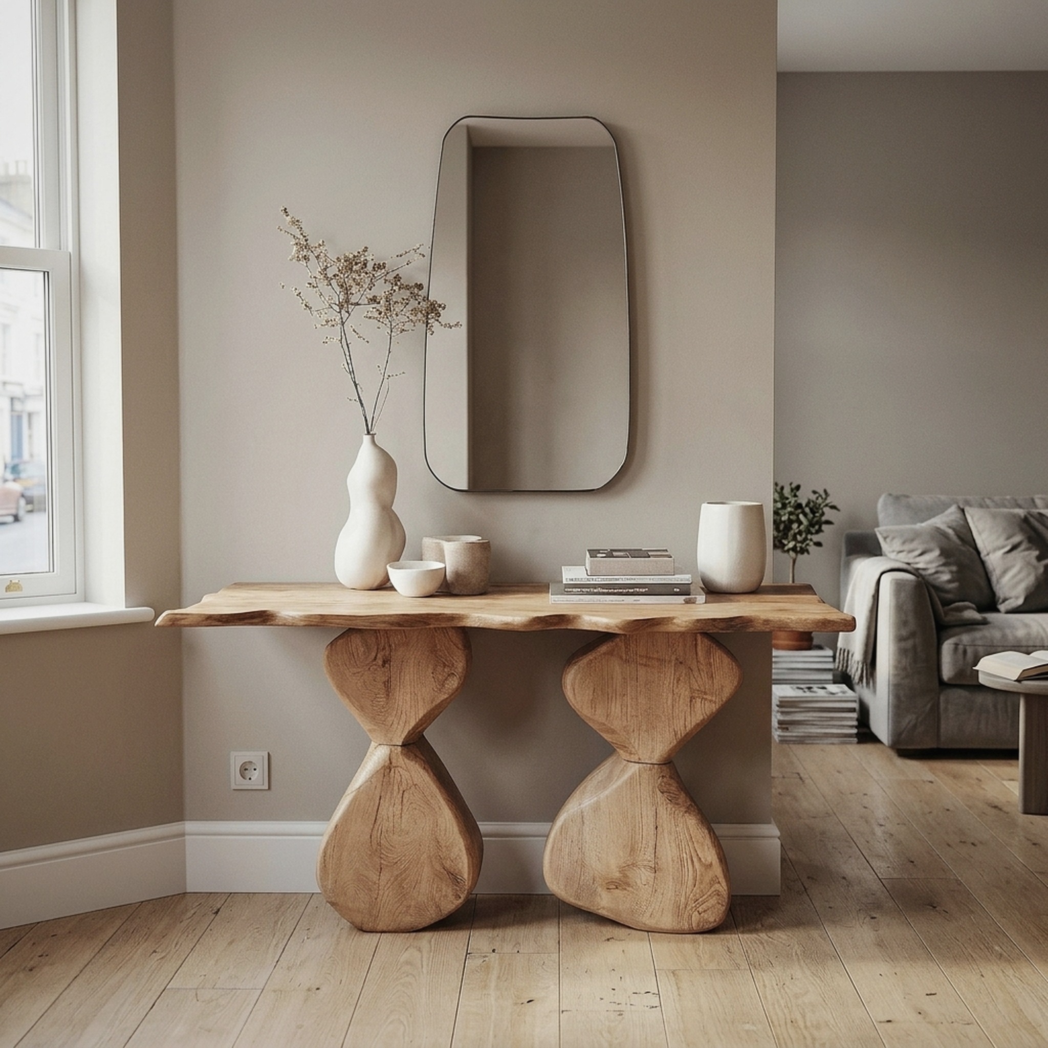 Entryway Console Table Solid Wood
